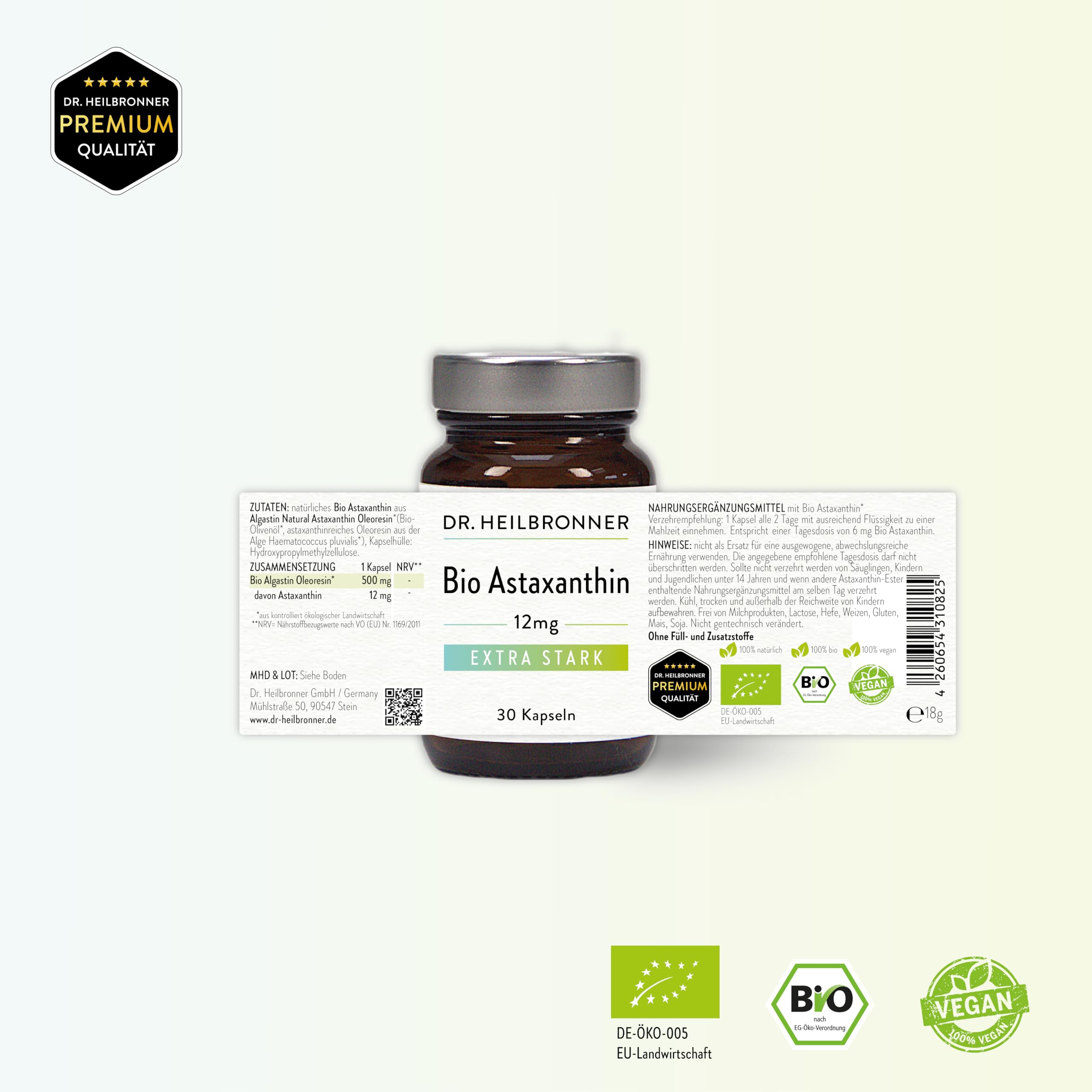 Dr. Heilbronner BIO-Astaxanthin 12mg Kapseln 30 Stk Algen-Antioxidans