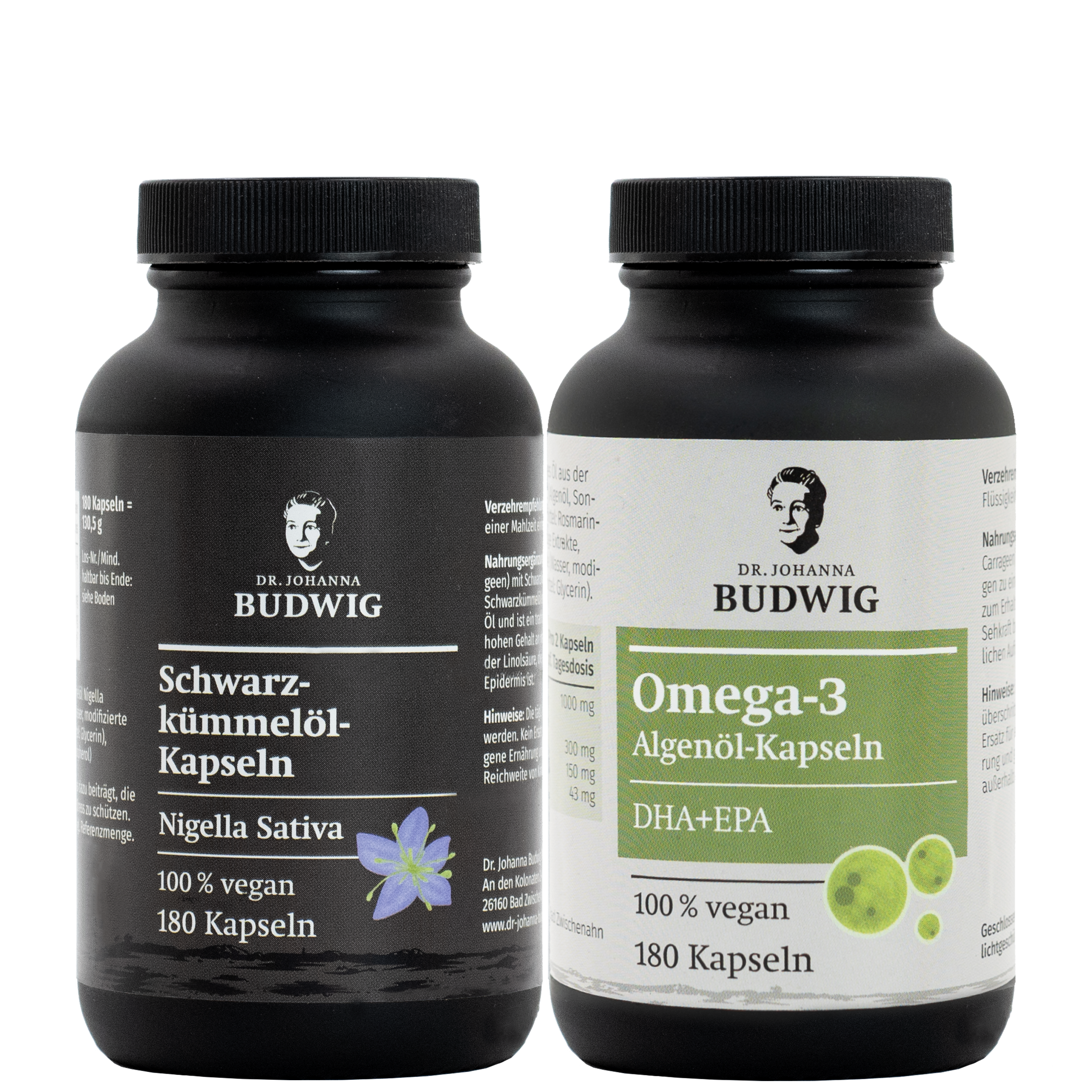 Dr. Johanna Budwig Vorteilspakete Schwarzkümmel-Omega-3 Kapsel-Set vegan