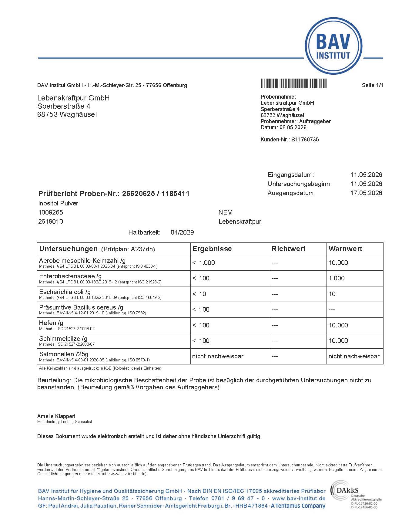LebenskraftPur Inositol Pulver Myo-Inositol 100% vegan