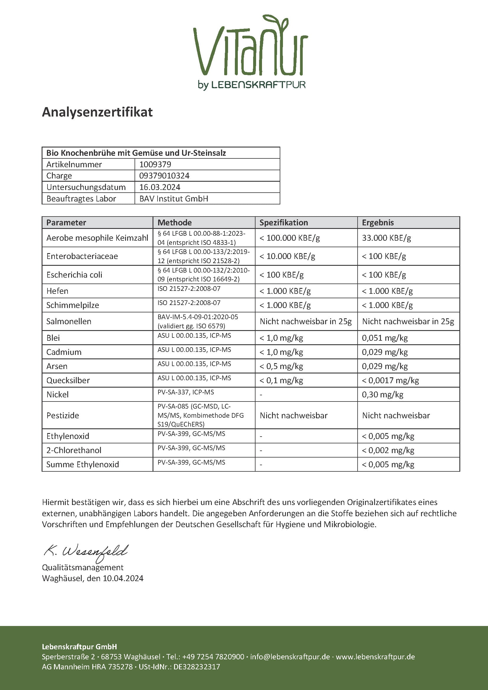 LebenskraftPur Superfood Bio Knochenbrühe Pulver Gemüse