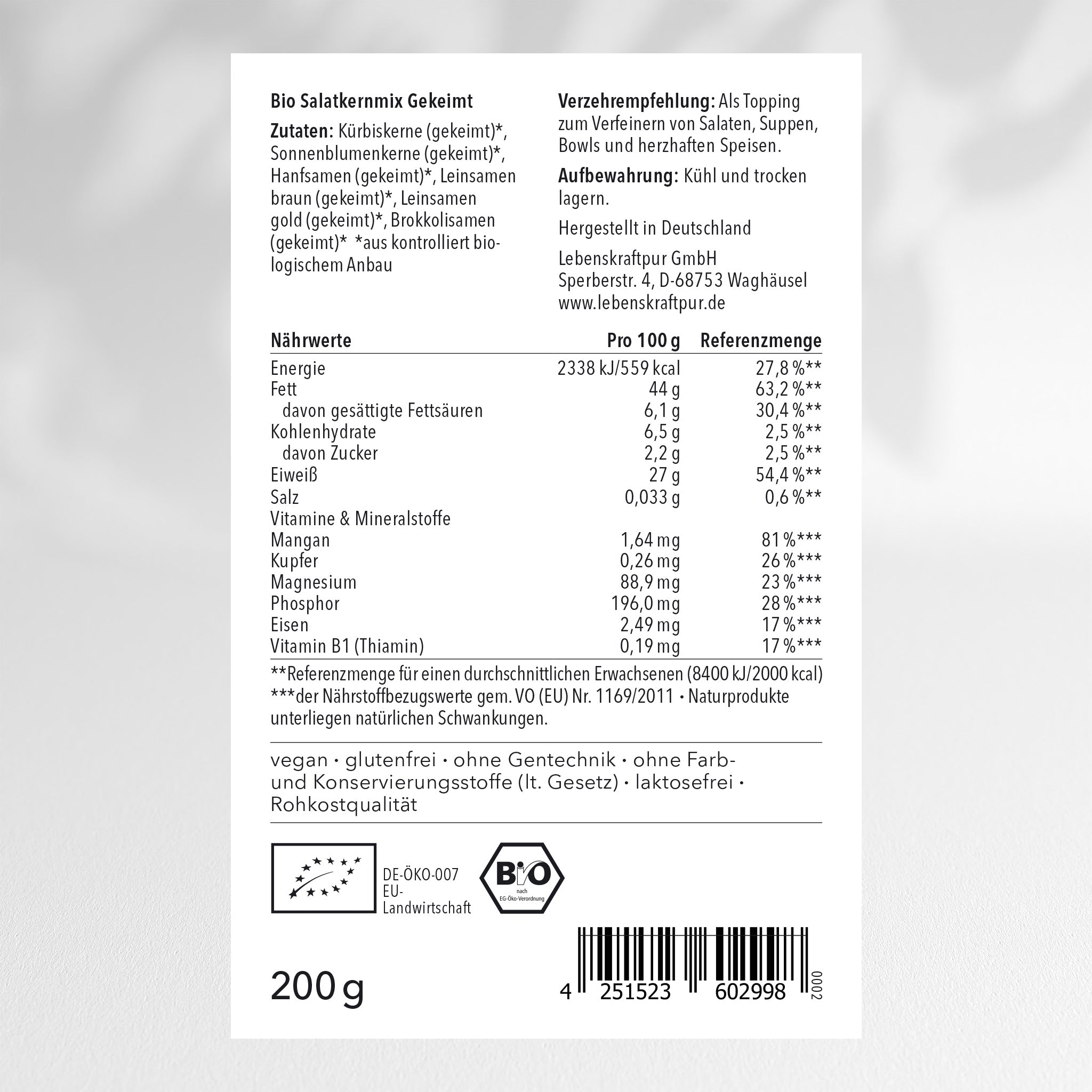 LebenskraftPur Bio Salatkernmix Gekeimt Topping