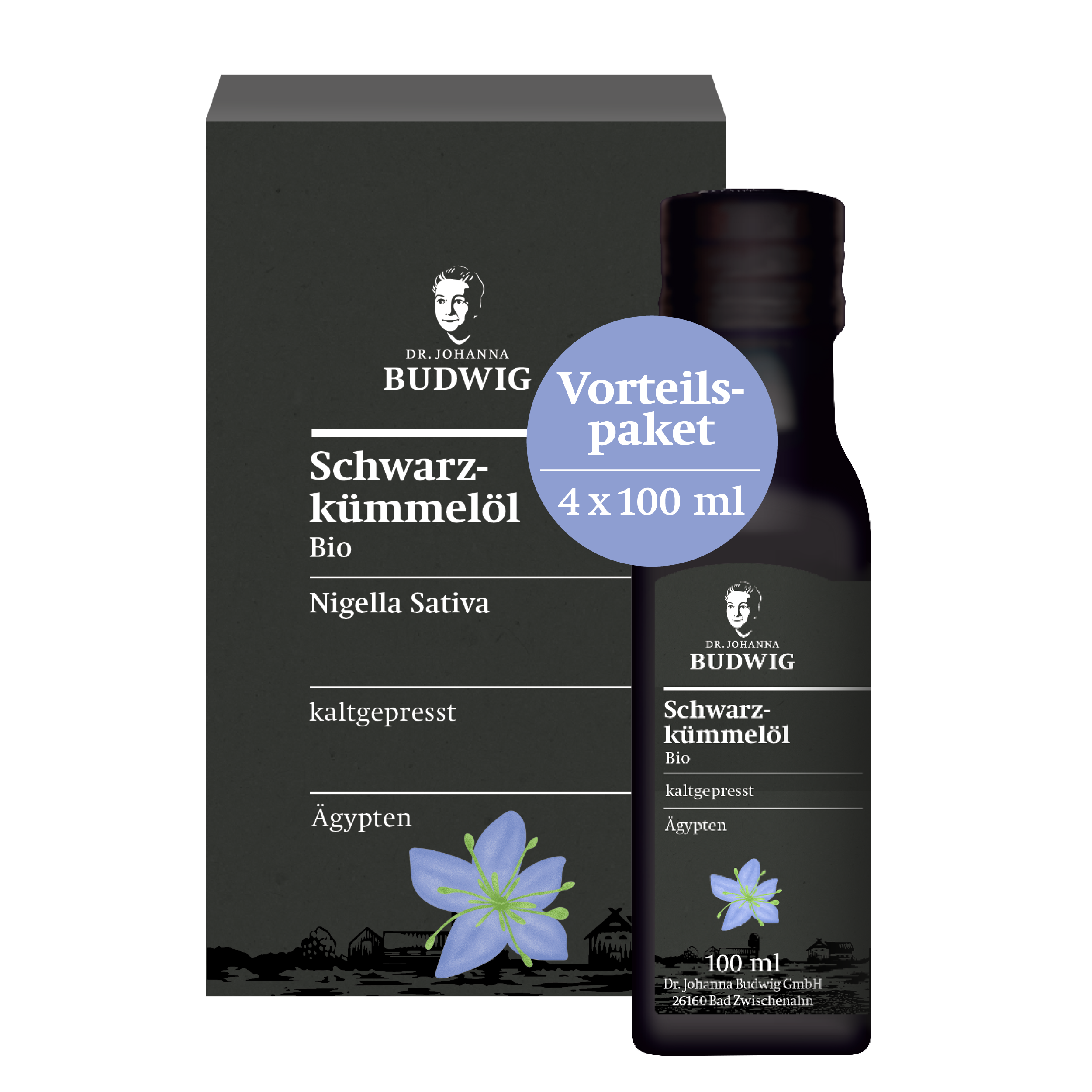 Dr. Johanna Budwig Schwarzkümmelöl Vorratspack Öl 4x100 ml