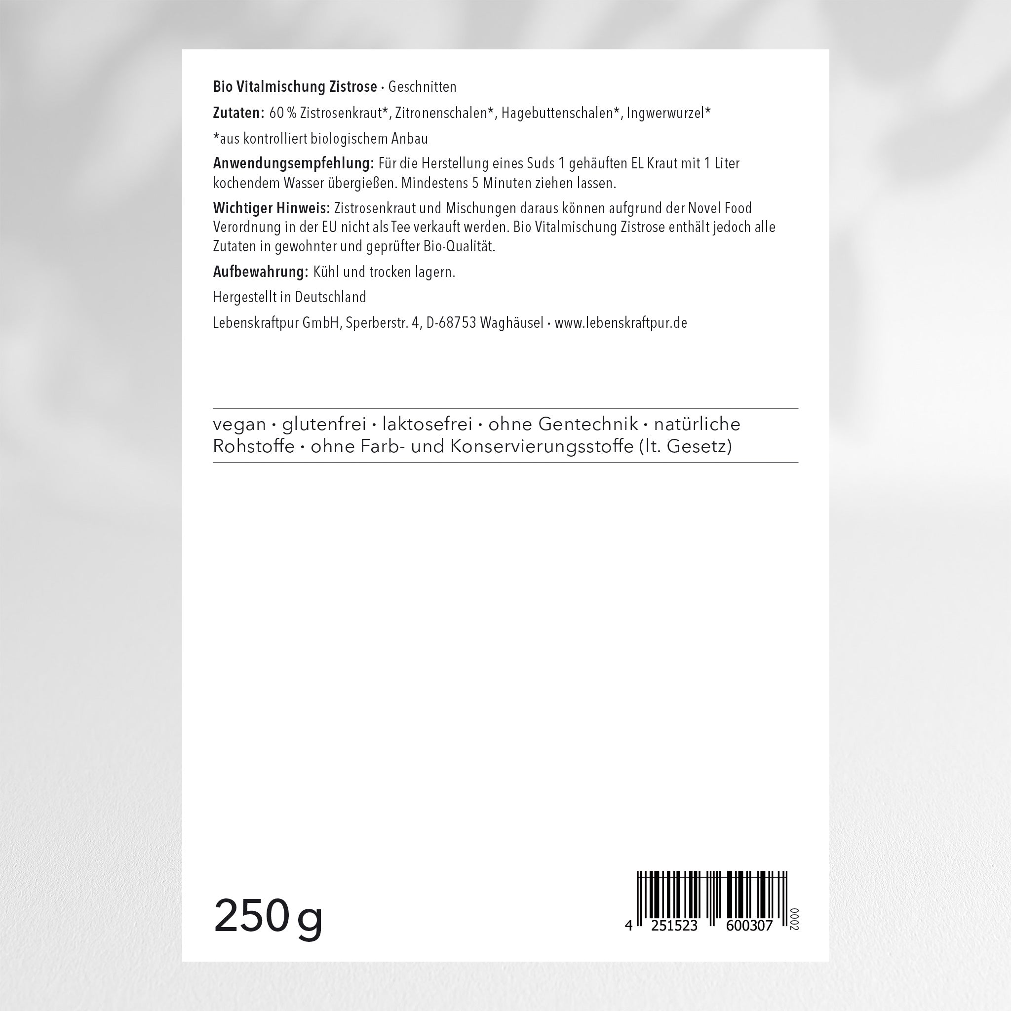 LebenskraftPur Bio Vitalmischung Zistrose Geschnitten Bio