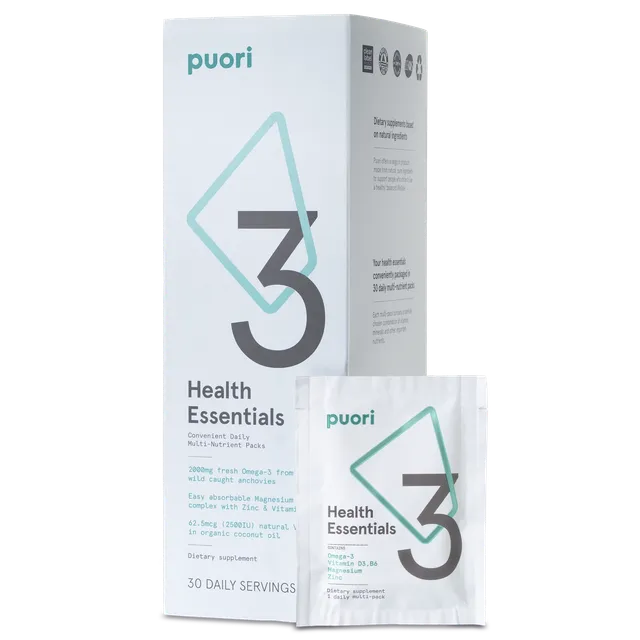 Puori P3 Health Essentials Sachets Omega-3 Magnesium D3 30 St