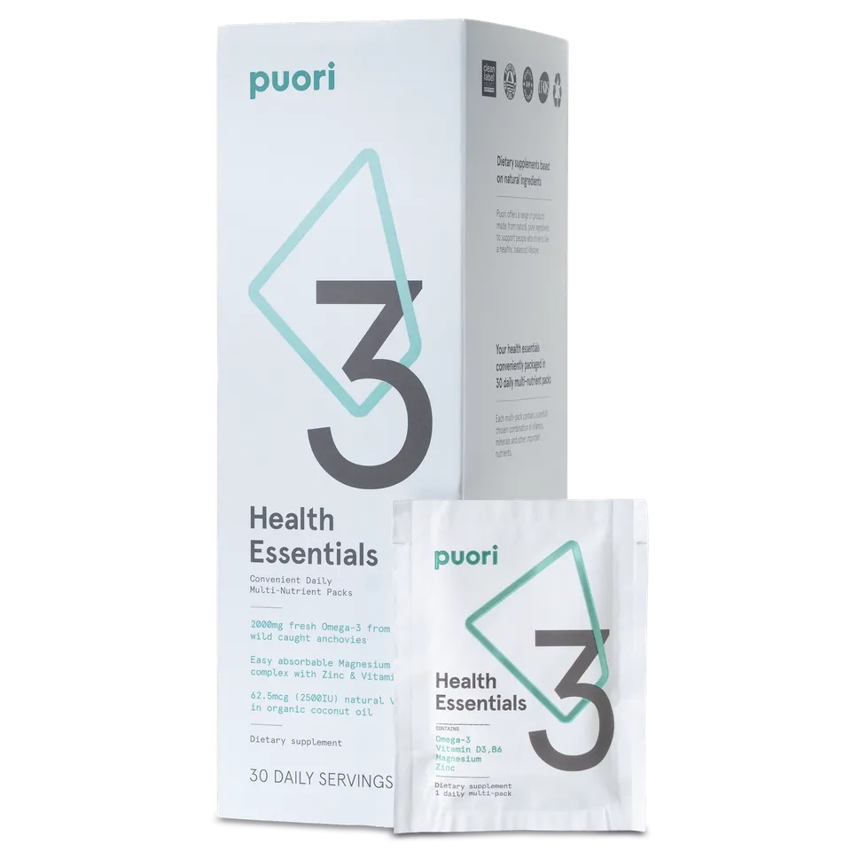 Puori P3 Health Essentials Sachets Omega-3 Magnesium D3 30 St