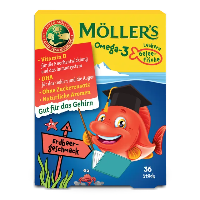 Möller's Omega-3 Jelly Fish Erdbeere für Kinder ohne Zucker