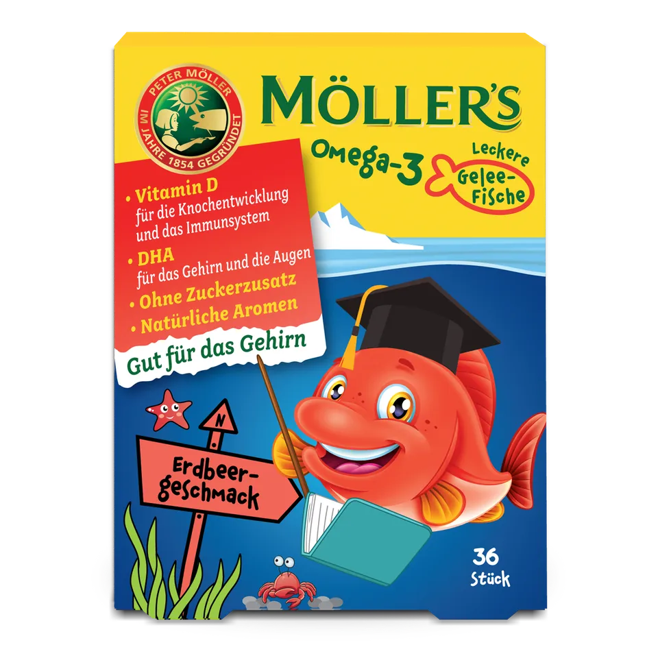 Möller's Omega-3 Jelly Fish Erdbeere für Kinder ohne Zucker