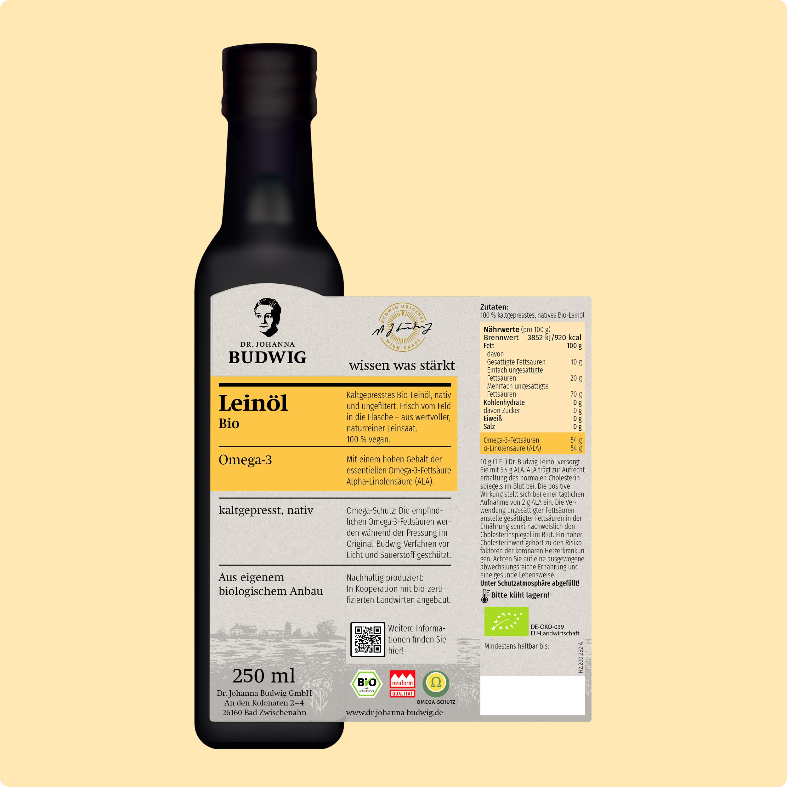 Dr. Johanna Budwig Speiseöle Leinöl 500 ml Bio mit ALA