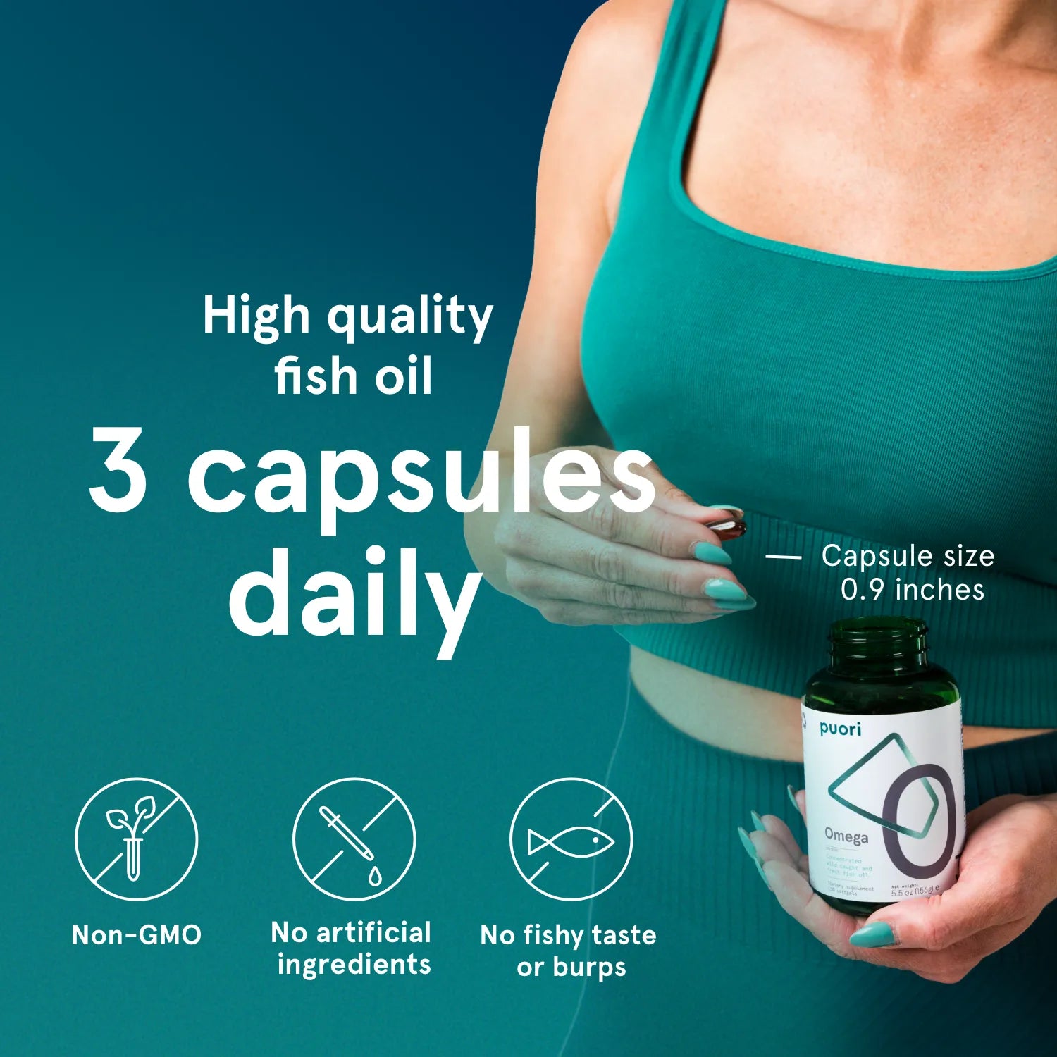Puori O3 Omega-3 Fischöl Kapseln 120 Stück EPA DHA
