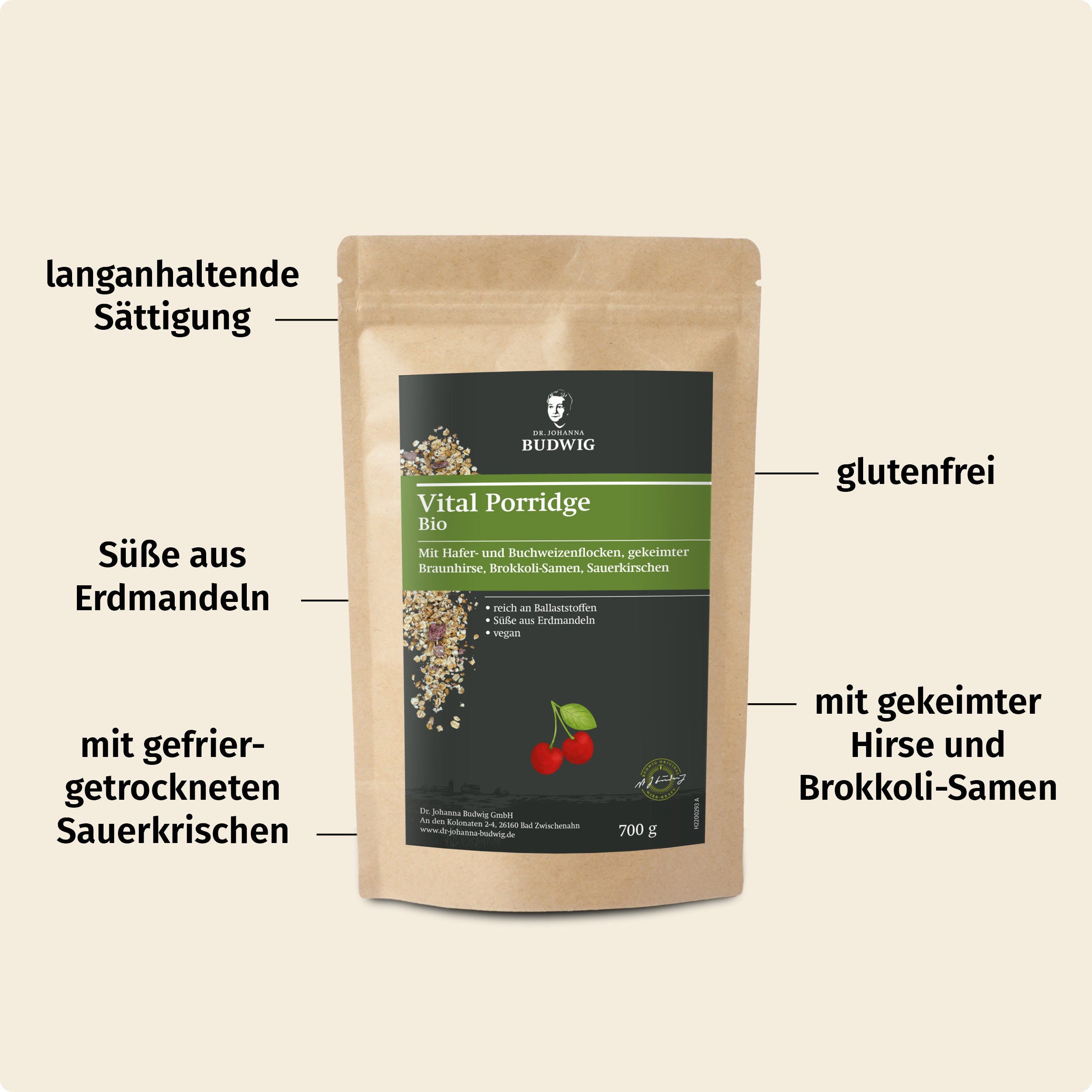 Dr. Johanna Budwig Vital Porridge Porridge 700 g glutenfrei