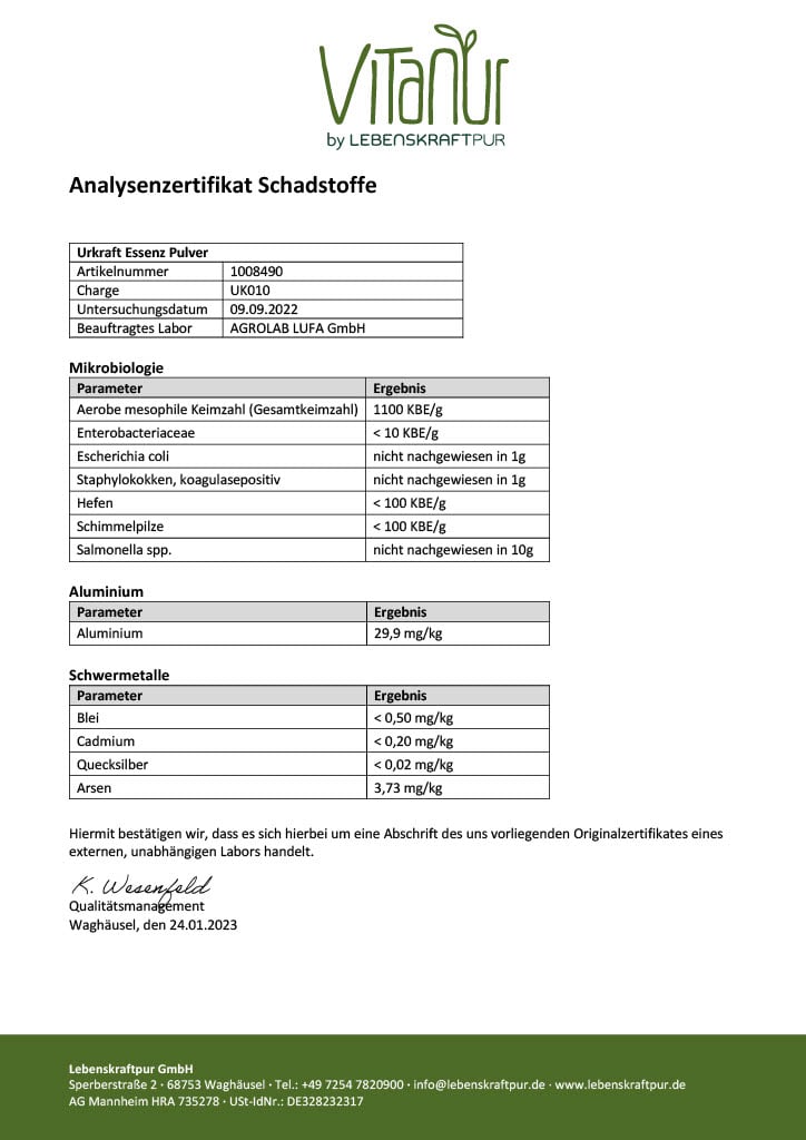 LebenskraftPur Superfood Urkraft Essenz Pulver vegan