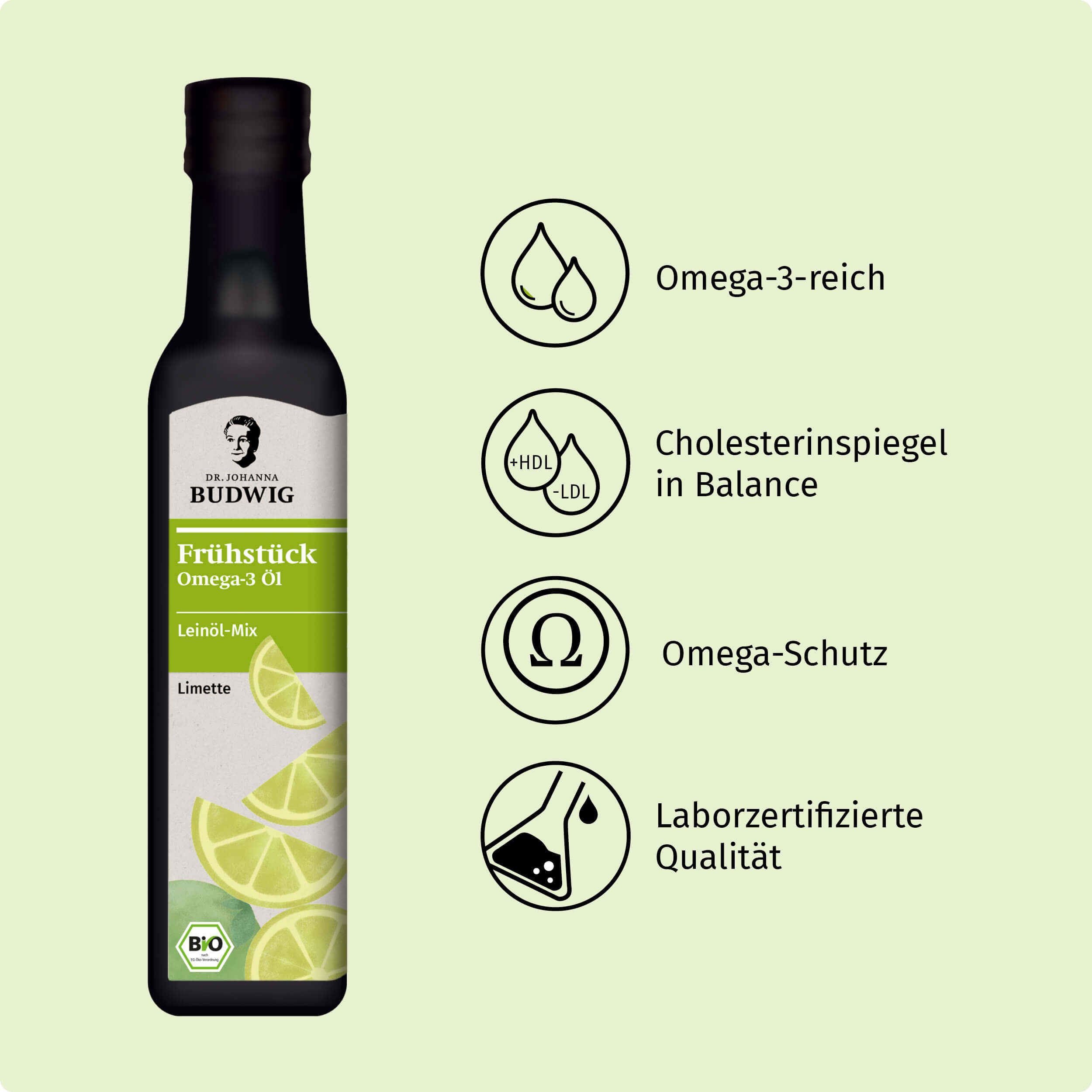 Dr. Johanna Budwig Omega-3 Öle Frühstücksöl Limette Öl mit ALA