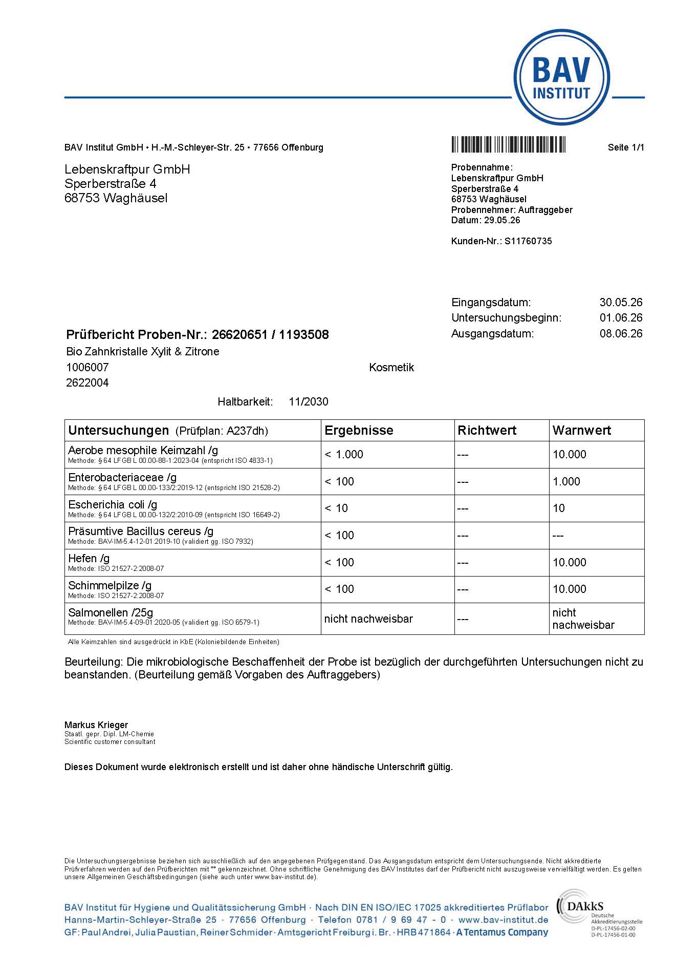 LebenskraftPur Zahnkristalle Xylit Zitrone Bonbons
