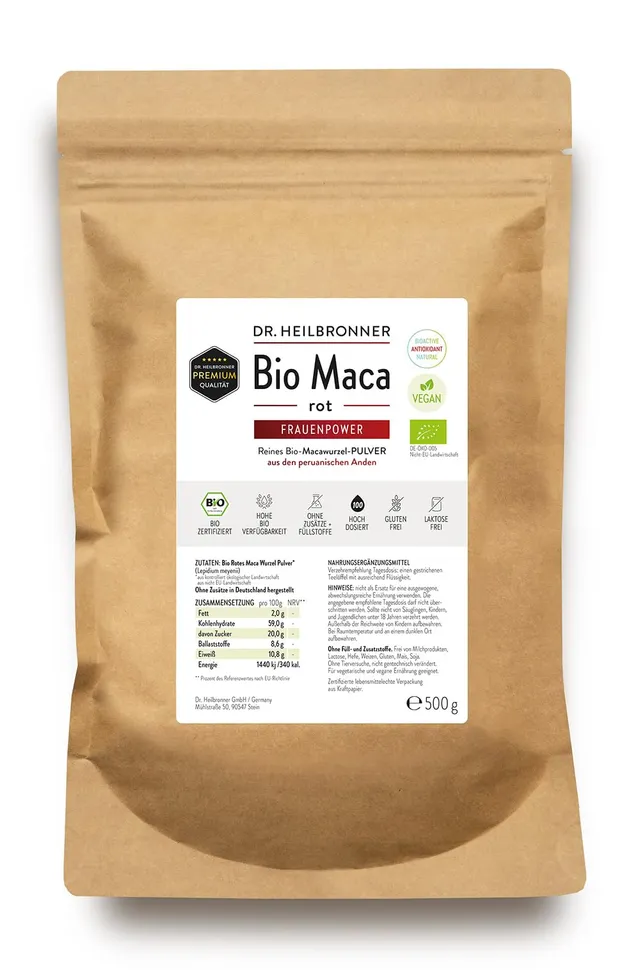 Dr. Heilbronner Bio Maca Rot Pulver 500 g Superfood