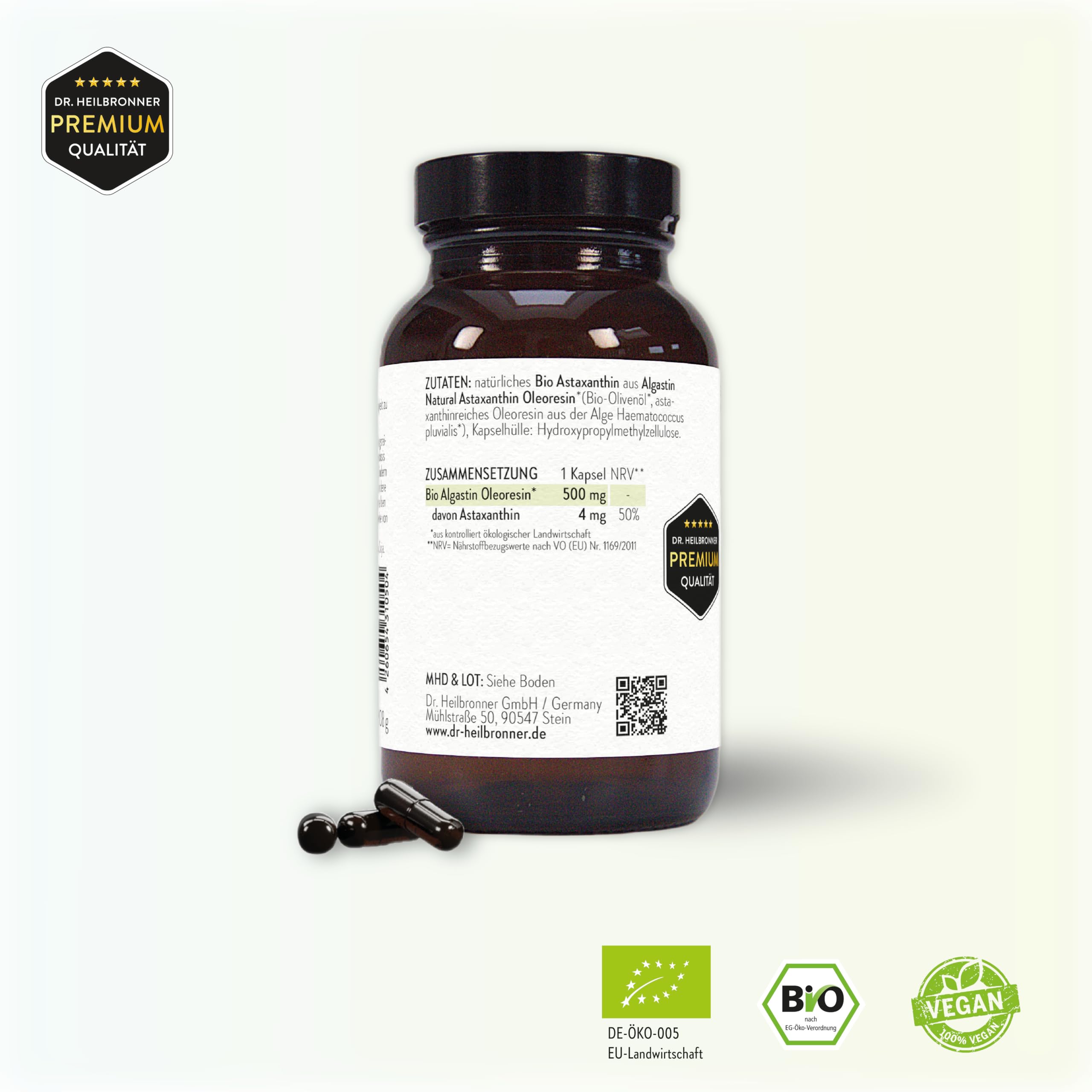 Dr. Heilbronner Bio-Astaxanthin Kapseln 180 Stk 4 mg vegan