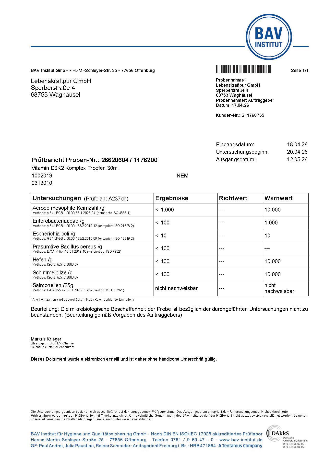 Lebenskraftpur Vitamin D3K2 Komplex Tropfen 30 ml mit MCT-Öl