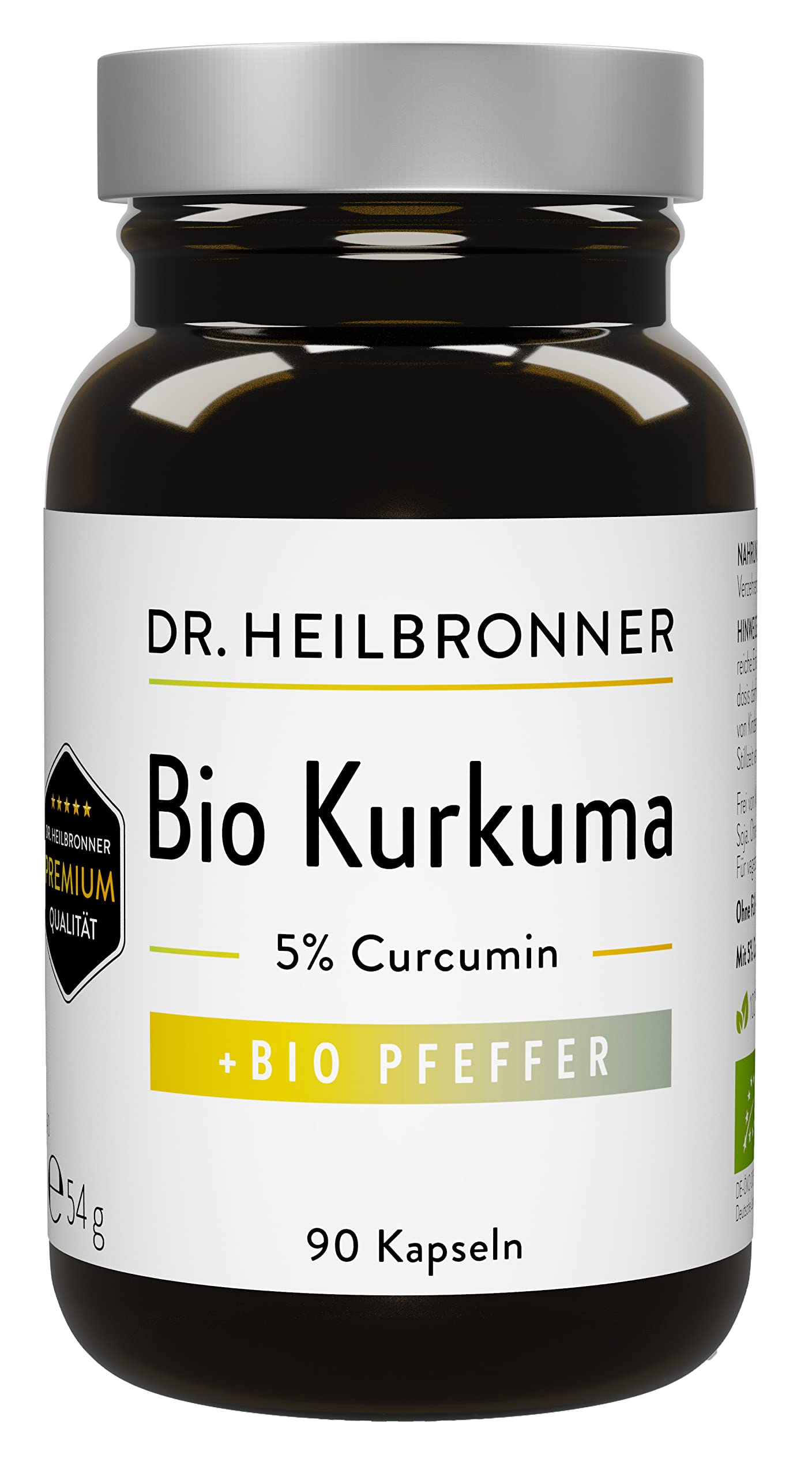 Dr. Heilbronner Bio Kurkuma Pfeffer Kapseln 180 Stk vegan