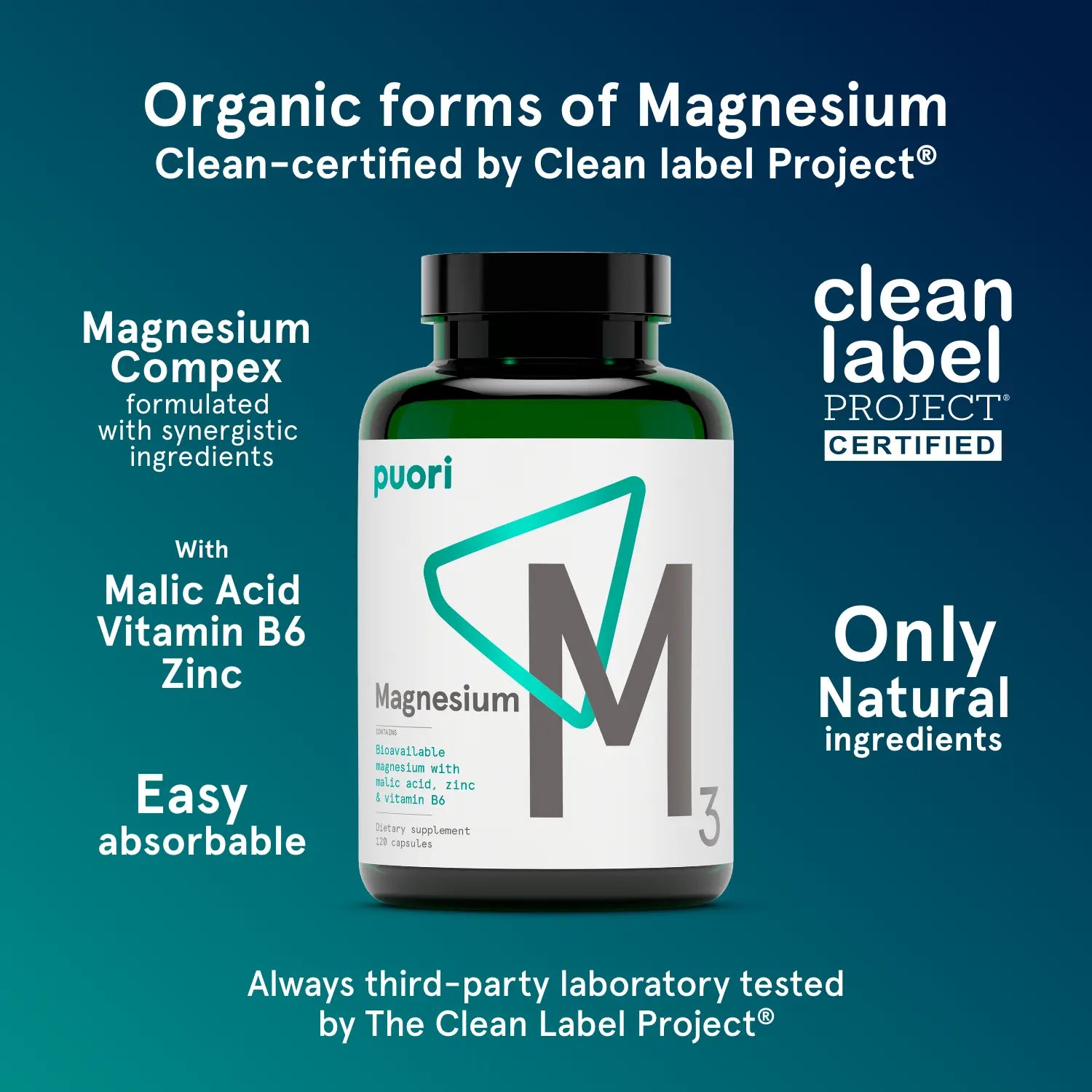 Puori M3 Magnesium Komplex Kapseln 120 Stück vegan