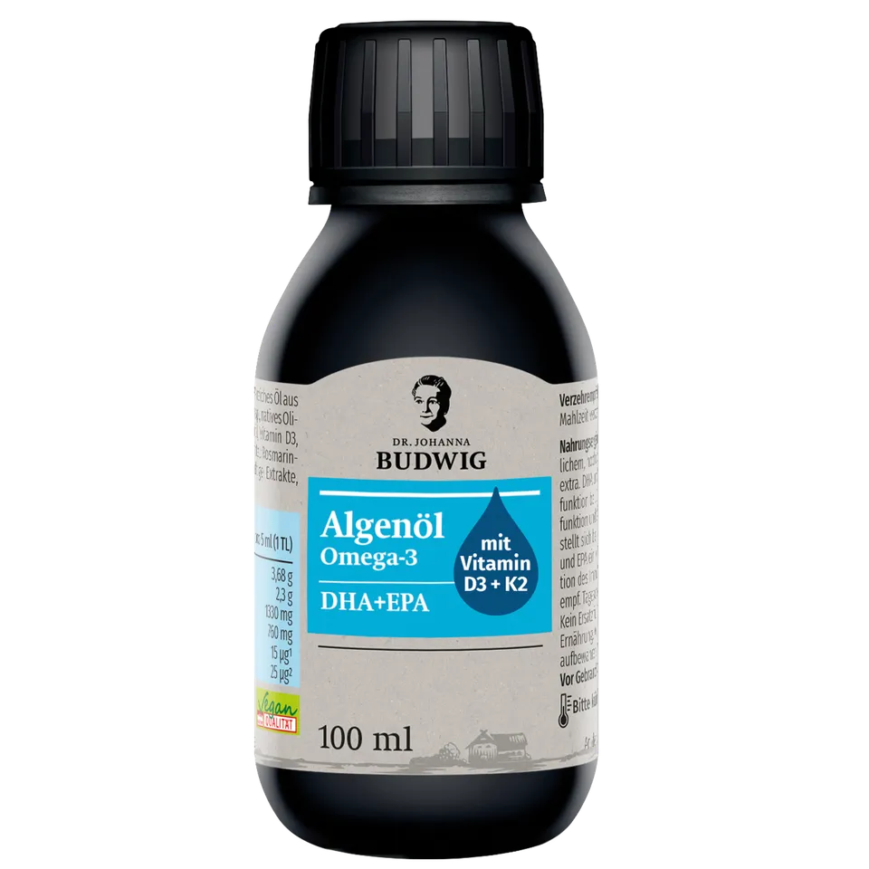 Dr. Johanna Budwig Omega-3 Algenöl Pur Öl Vitamin D3 K2
