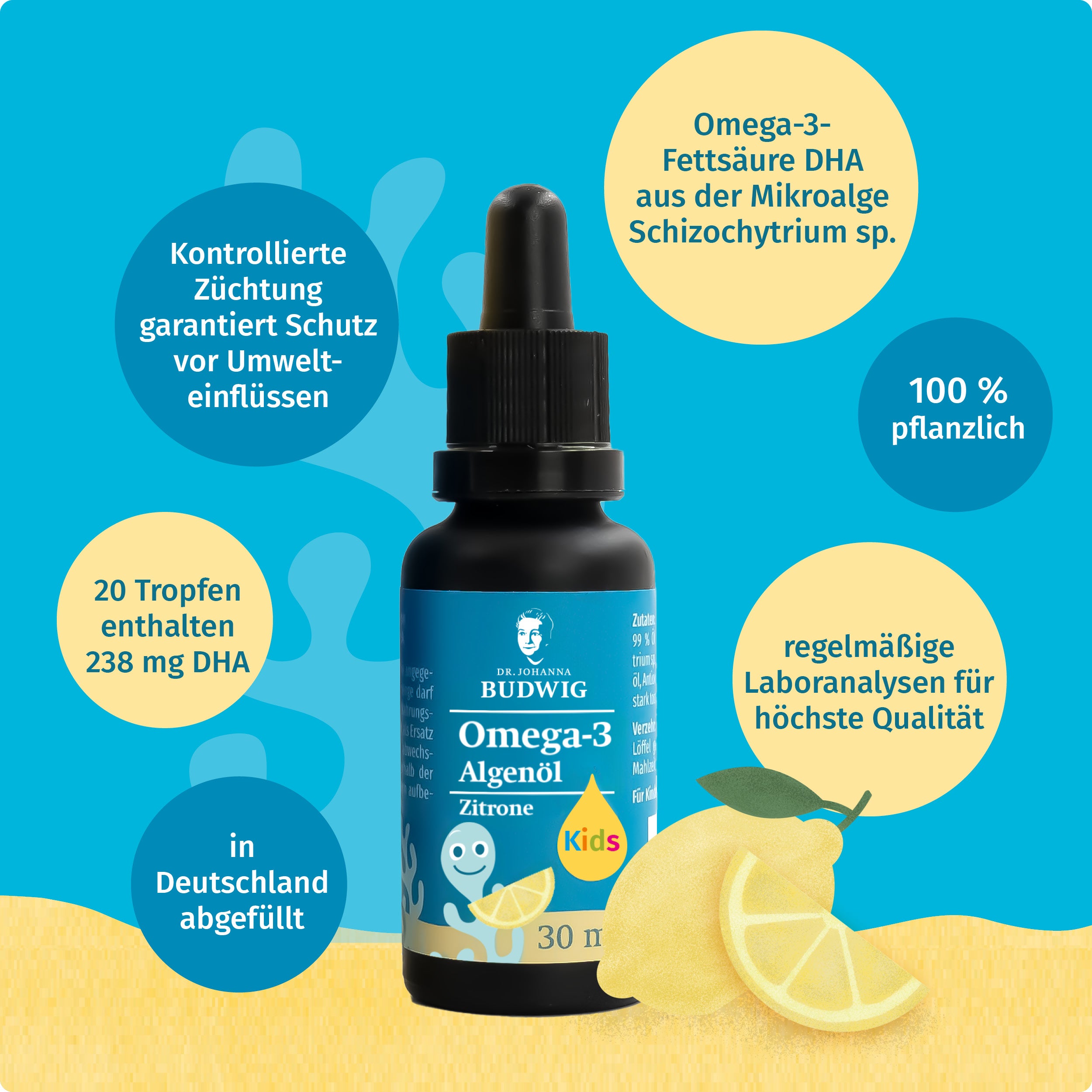 Dr. Johanna Budwig Omega-3 Algenöl Kids 30 ml DHA Zitrone
