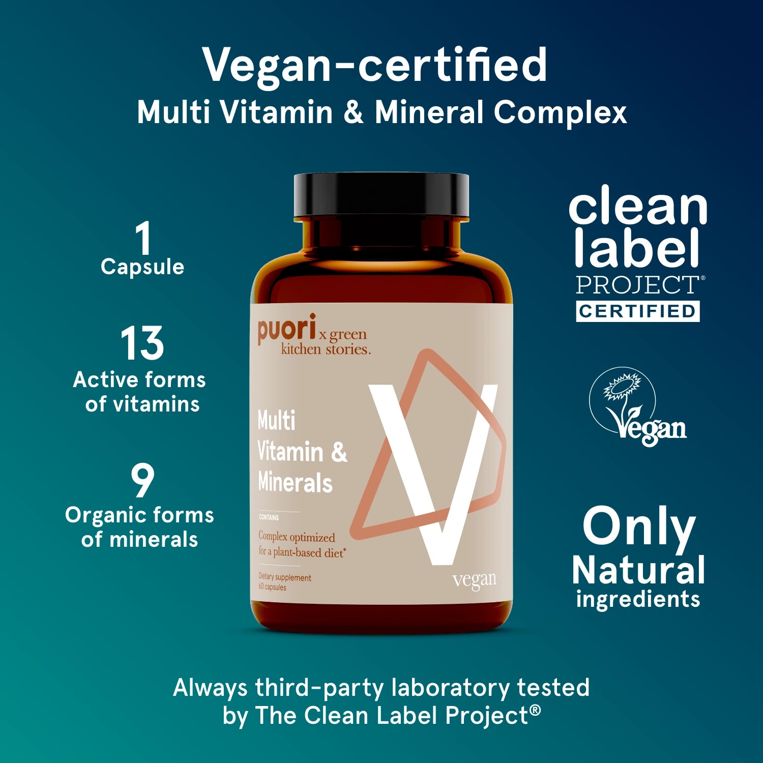 Puori V Multivitamin Mineralien vegan 13 Vitamine 9 Mineralien