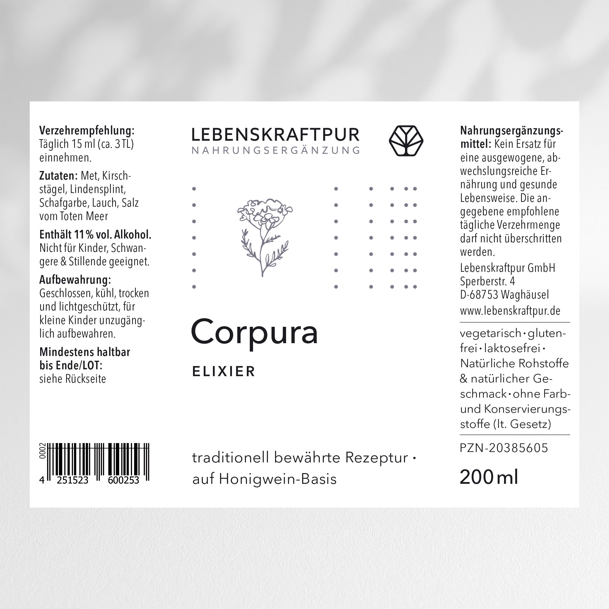 LebenskraftPur Corpura Elixier Pflanzentrunk Honigwein