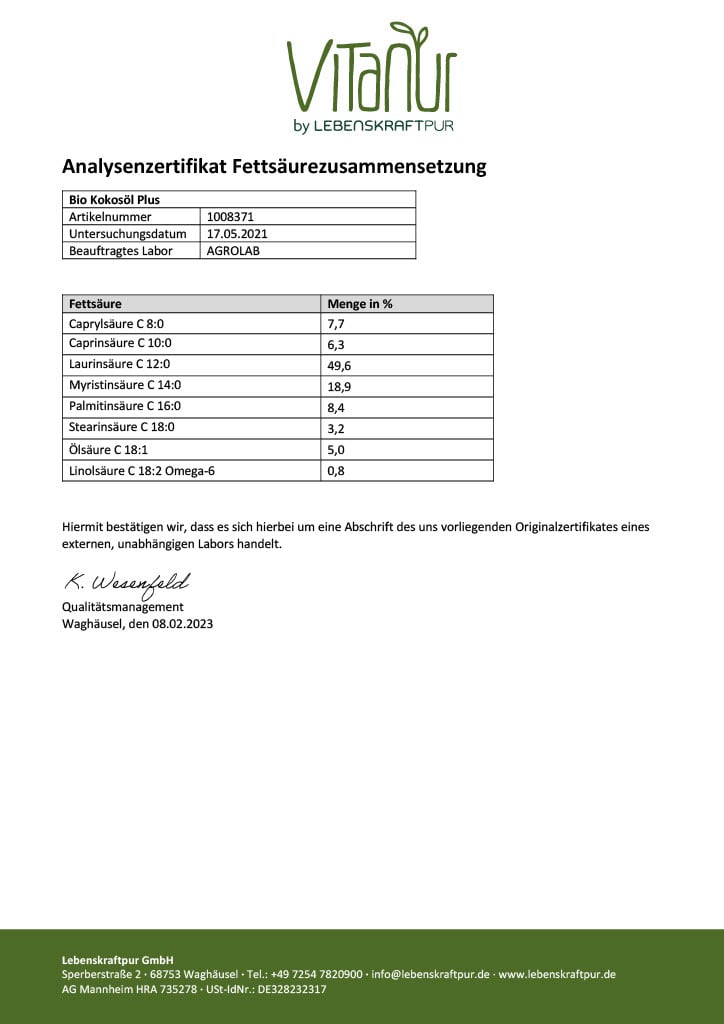 LebenskraftPur Bio Kokosöl Plus natives Kokosöl Zitrone
