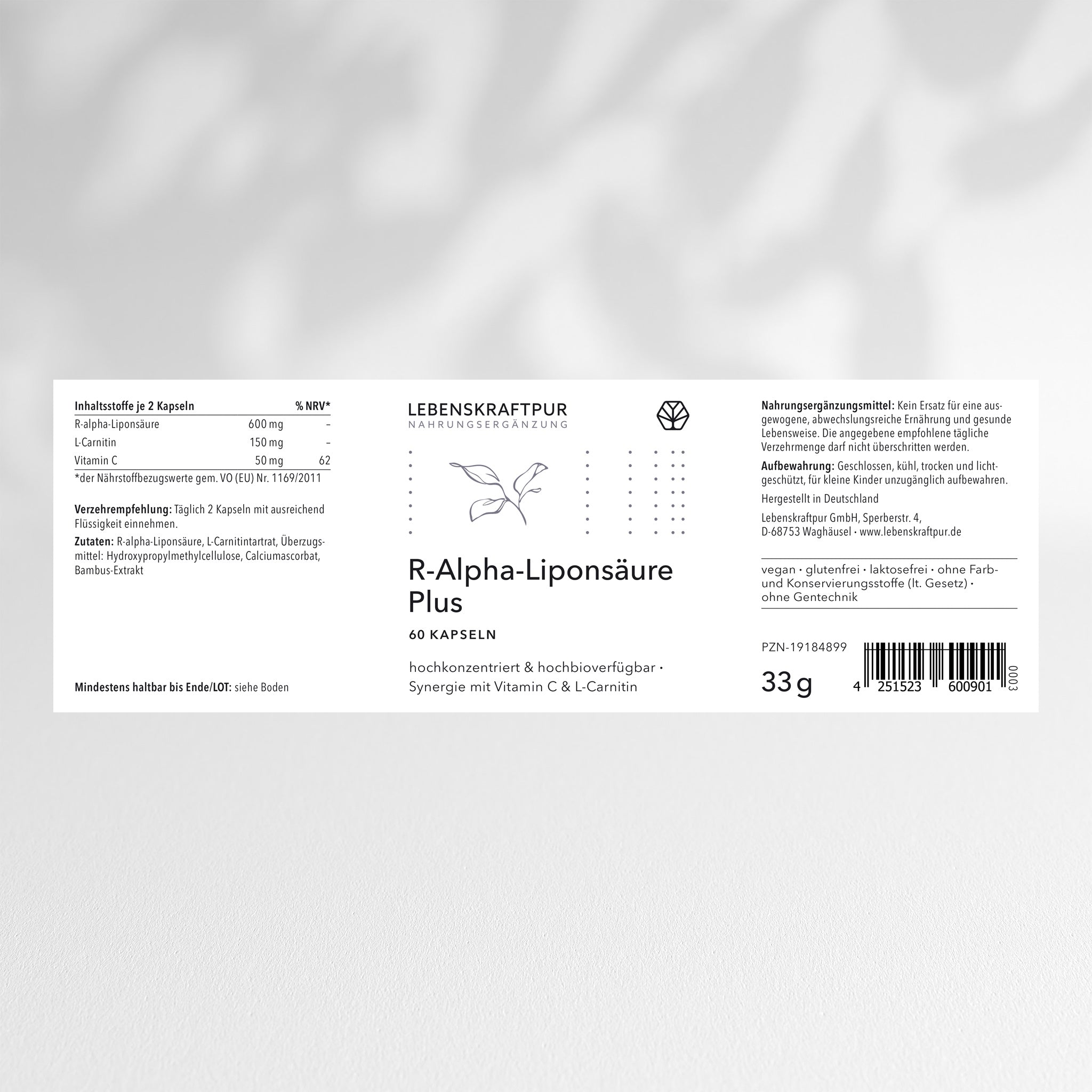 LebenskraftPur R-Alpha-Liponsäure Plus Kapseln hochdosiert
