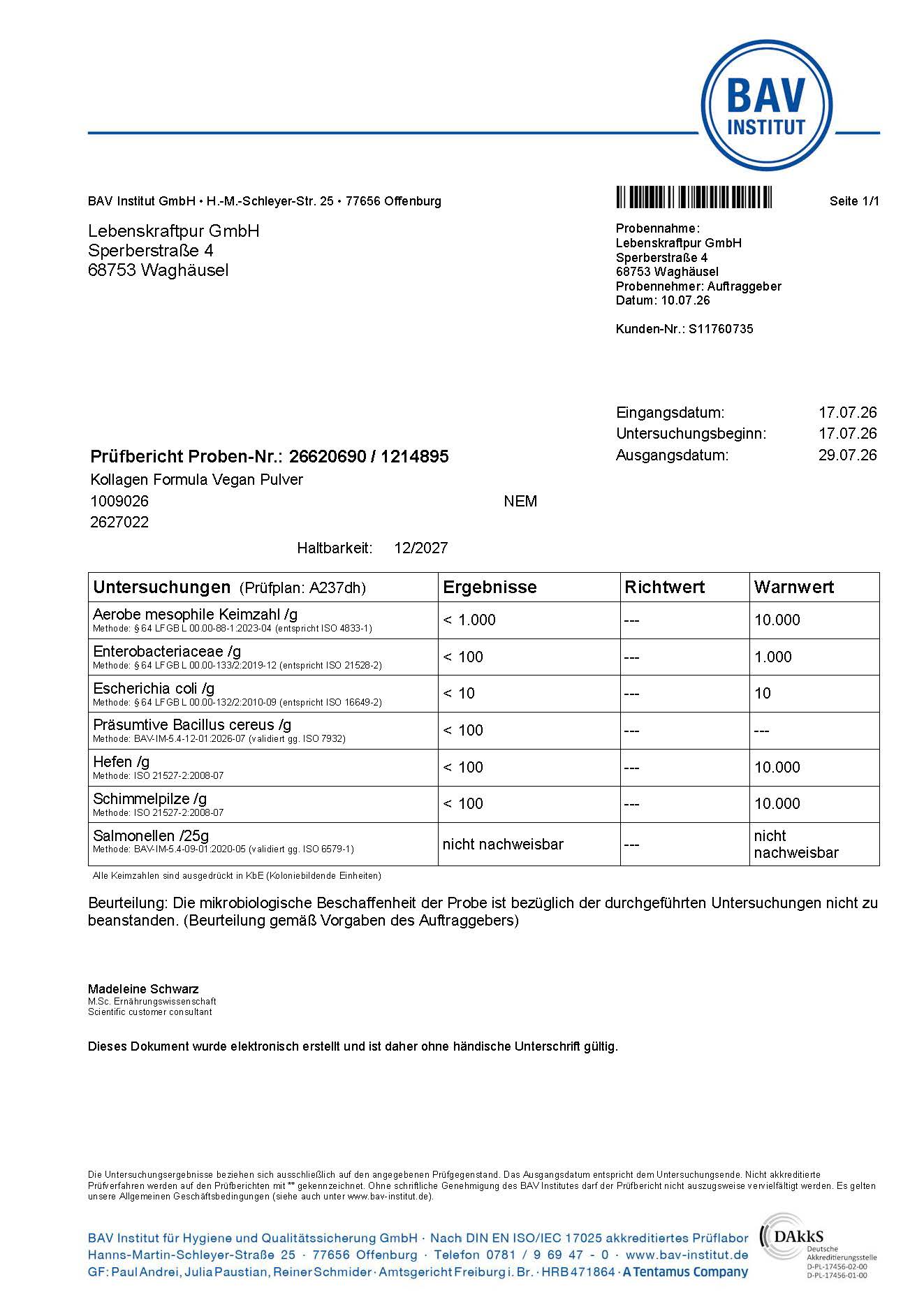 LebenskraftPur Kollagen Formula Vegan Pulver Aminosäuren