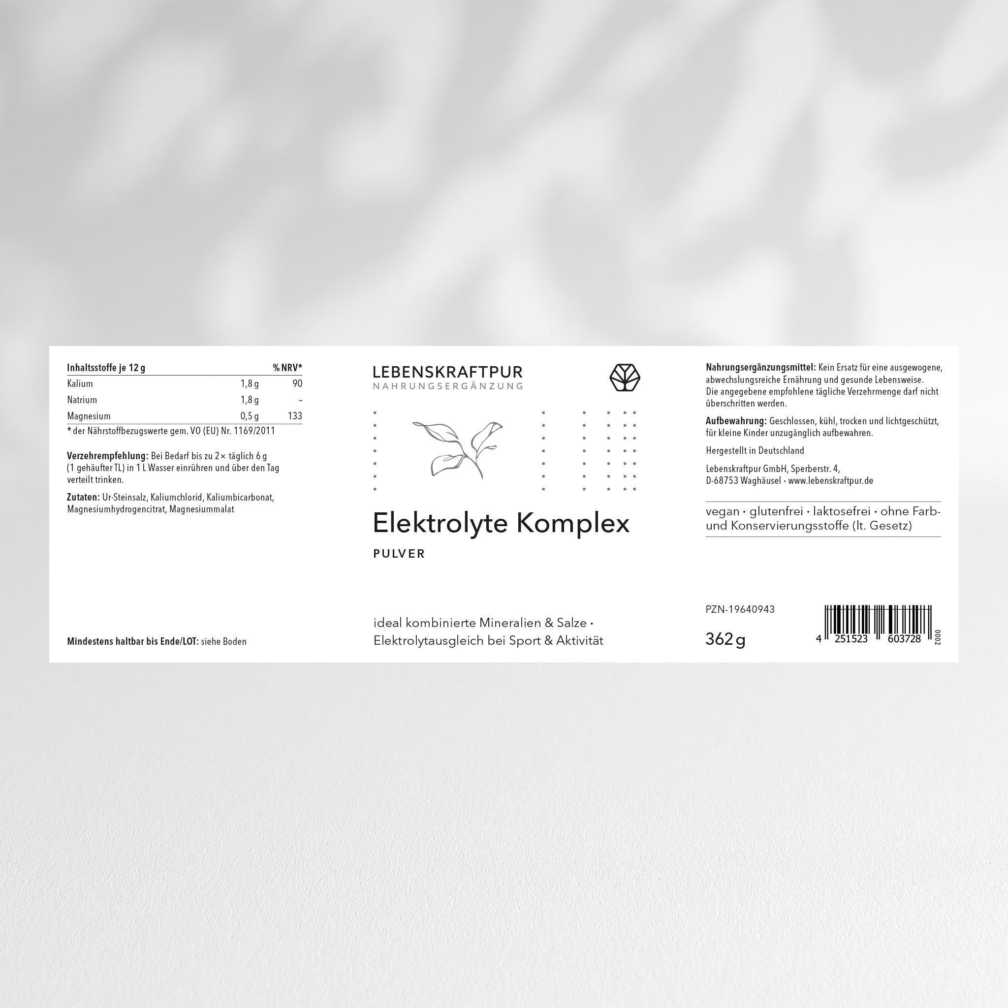 LebenskraftPur Elektrolyte Komplex Pulver Magnesium Kalium
