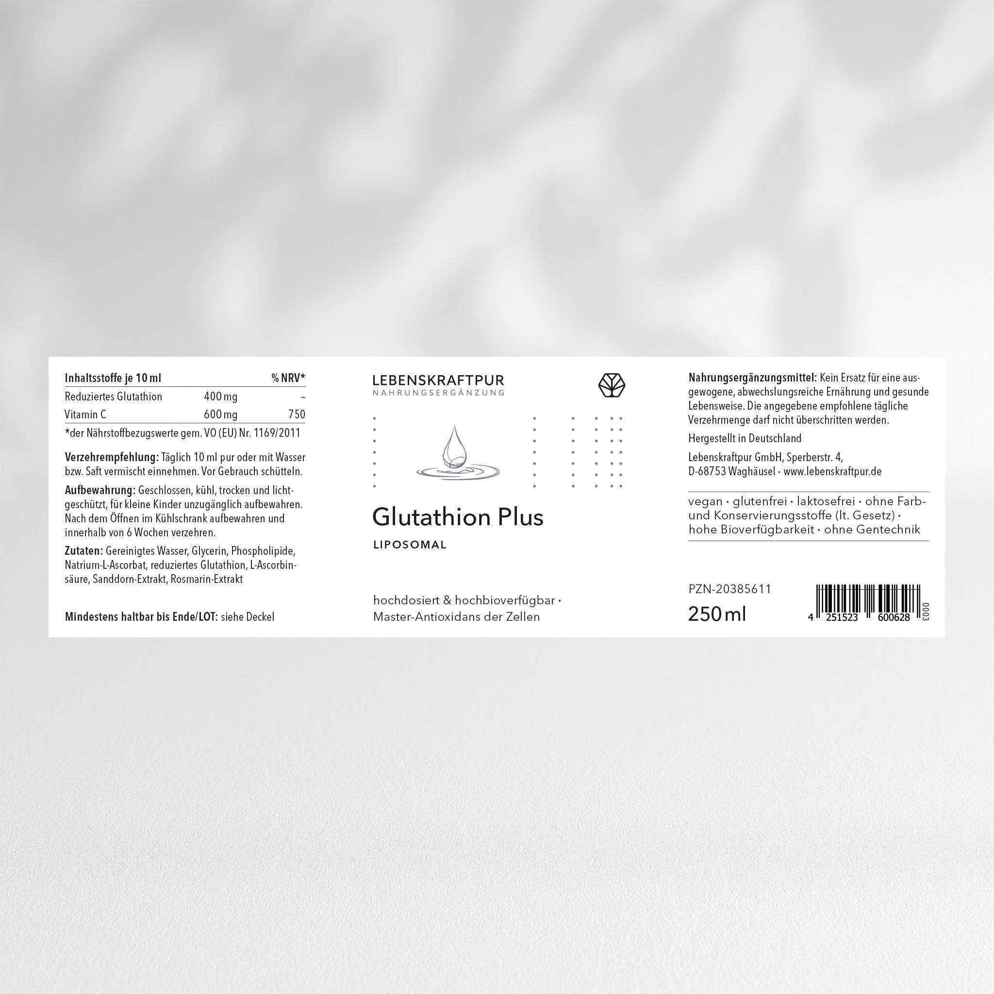 LebenskraftPur Glutathion Plus Liposomal vegan hochdosiert