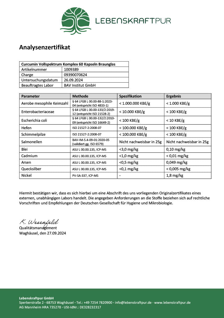 LebenskraftPur Curcumin Vollspektrum Komplex Kapseln Kurkuma