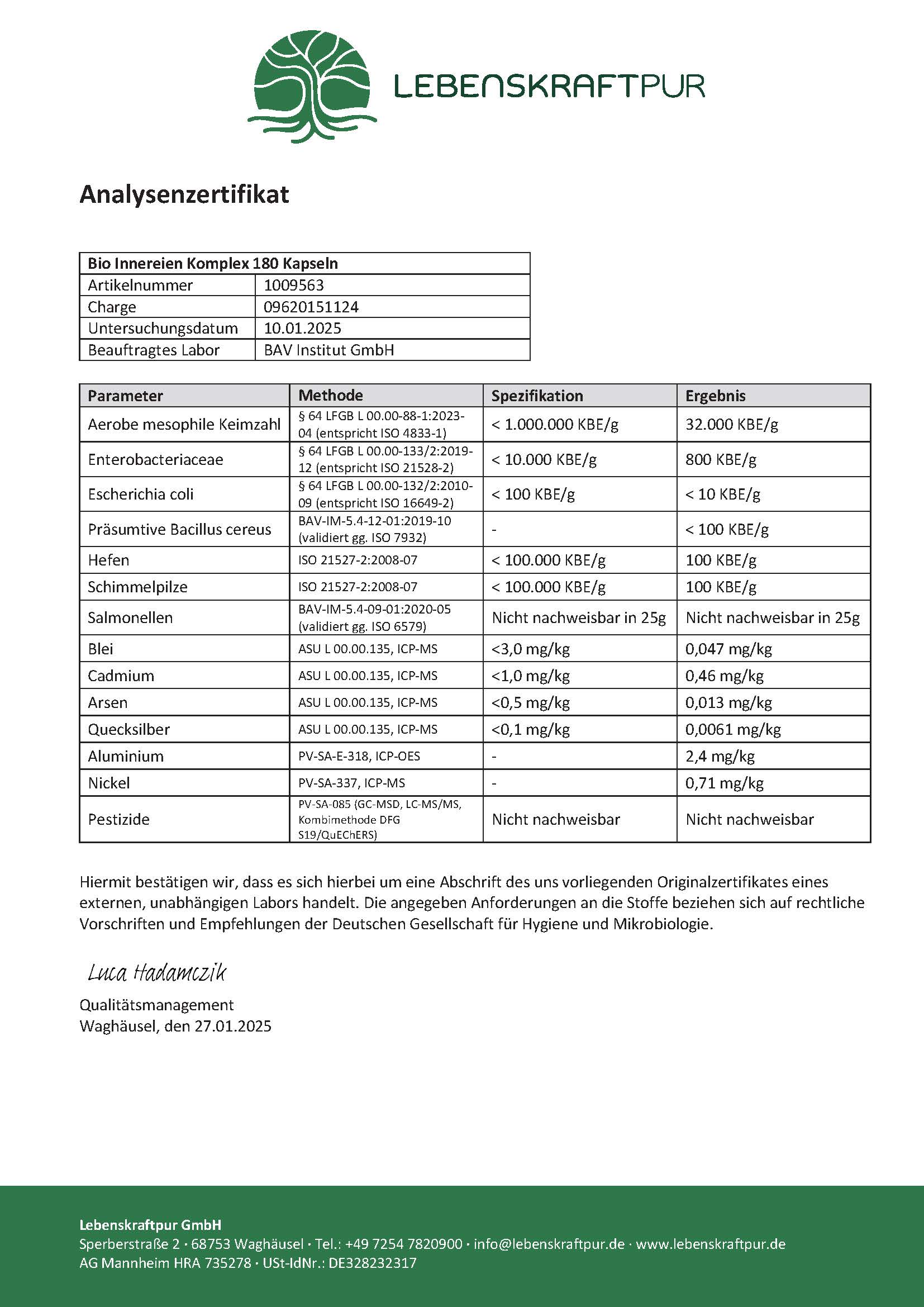 LebenskraftPur Bio Innereien Komplex Kapseln Rind