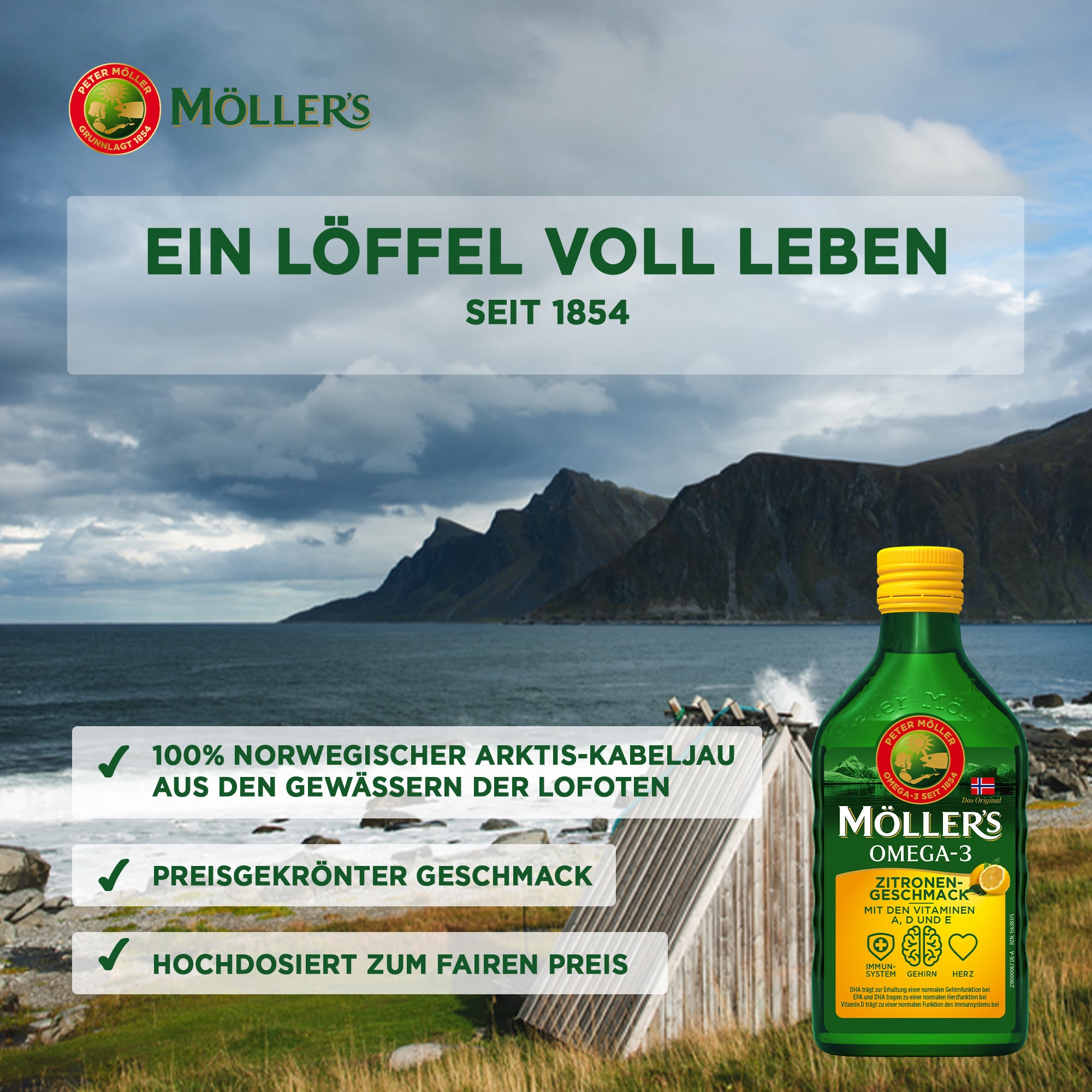 Möller's Cod Liver Oil Lebertran Zitrone mit Vitamin D