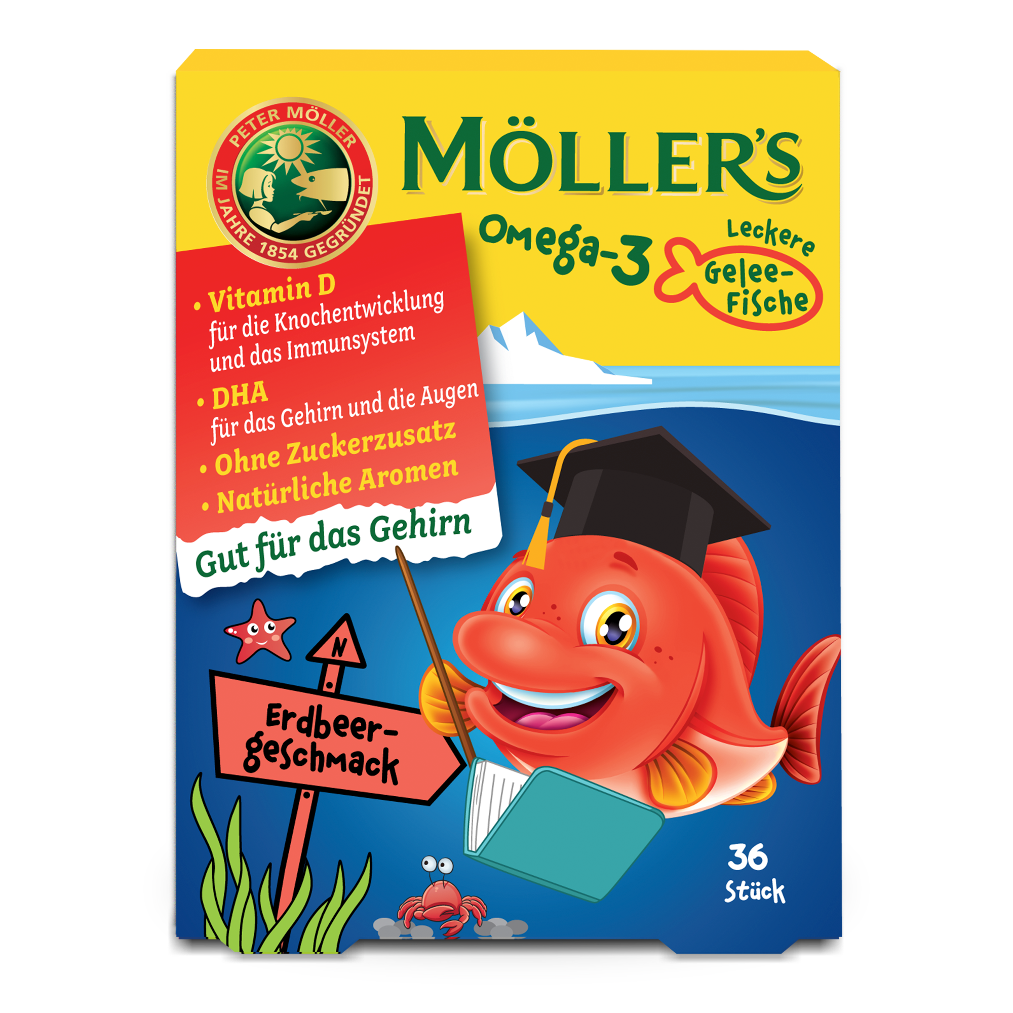 Möller's Omega-3 Jelly Fish Erdbeere für Kinder ohne Zucker