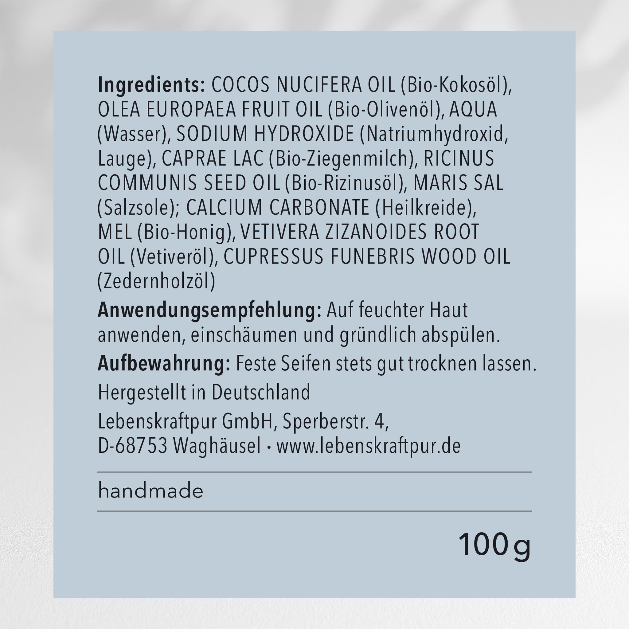 LebenskraftPur Aurelius Duschseife Ziegenmilch Vetiver