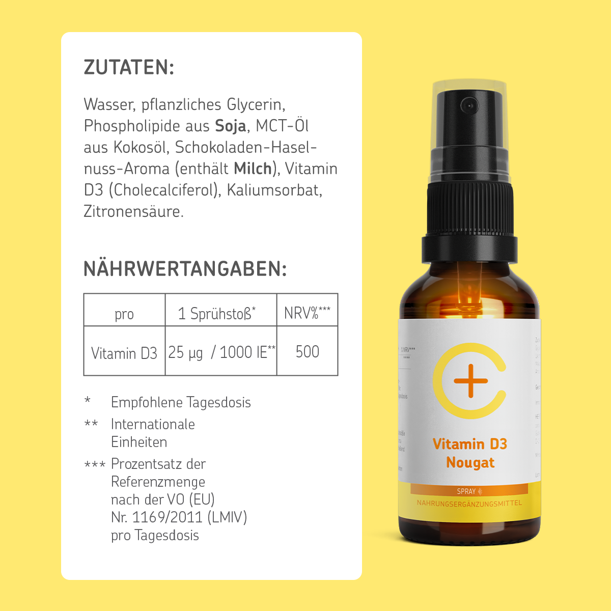 cerascreen Vitamin D3 Spray Nougat Nahrungsergänzung vegan