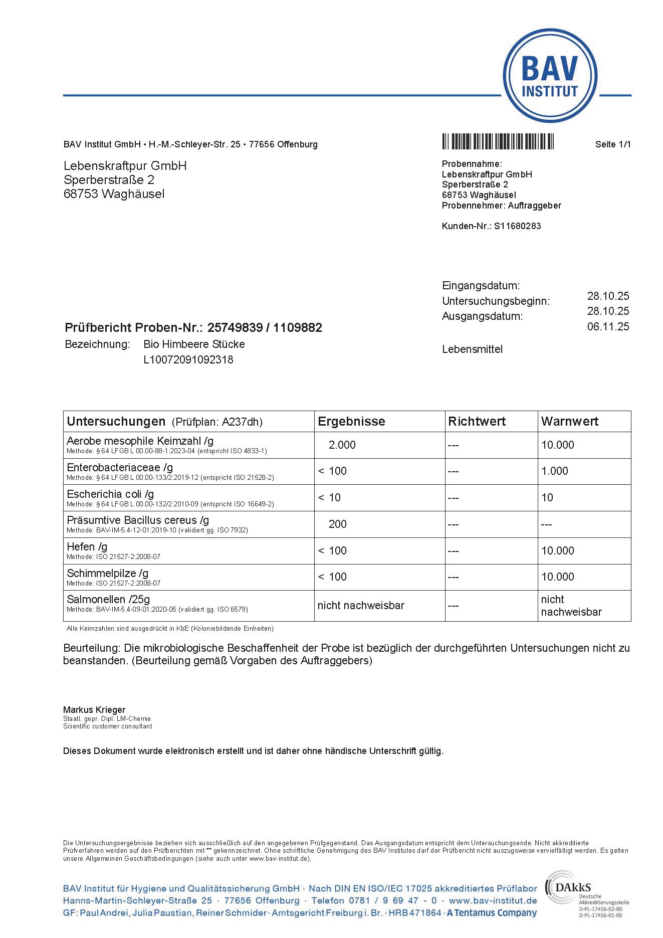 LebenskraftPur Bio Himbeere Stücke gefriergetrocknet ohne Zucker