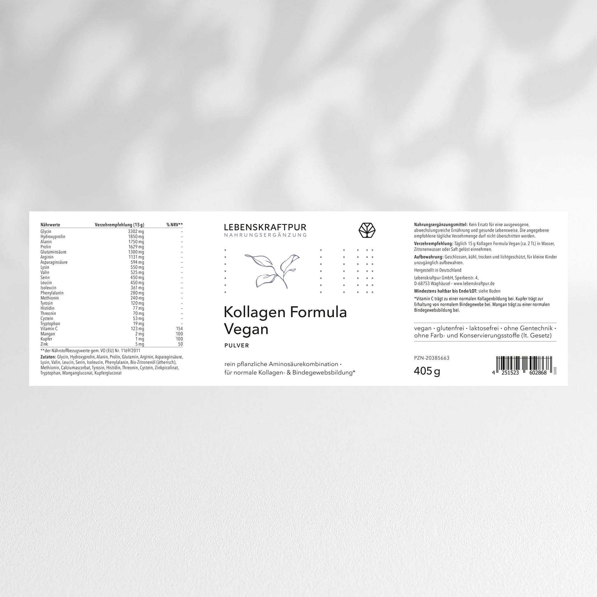 LebenskraftPur Kollagen Formula Vegan Pulver Aminosäuren