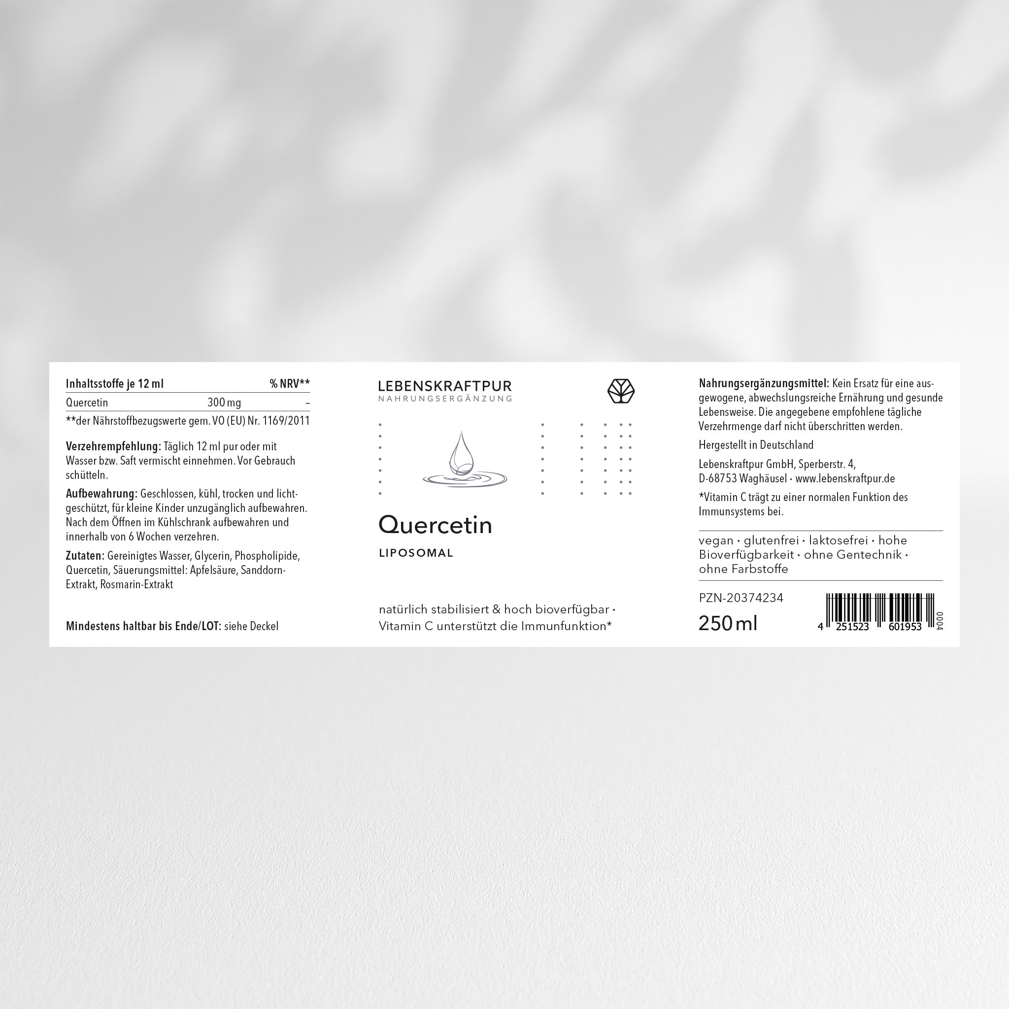 LebenskraftPur Nahrungsergänzung Quercetin Liposomal Liquid 300 mg