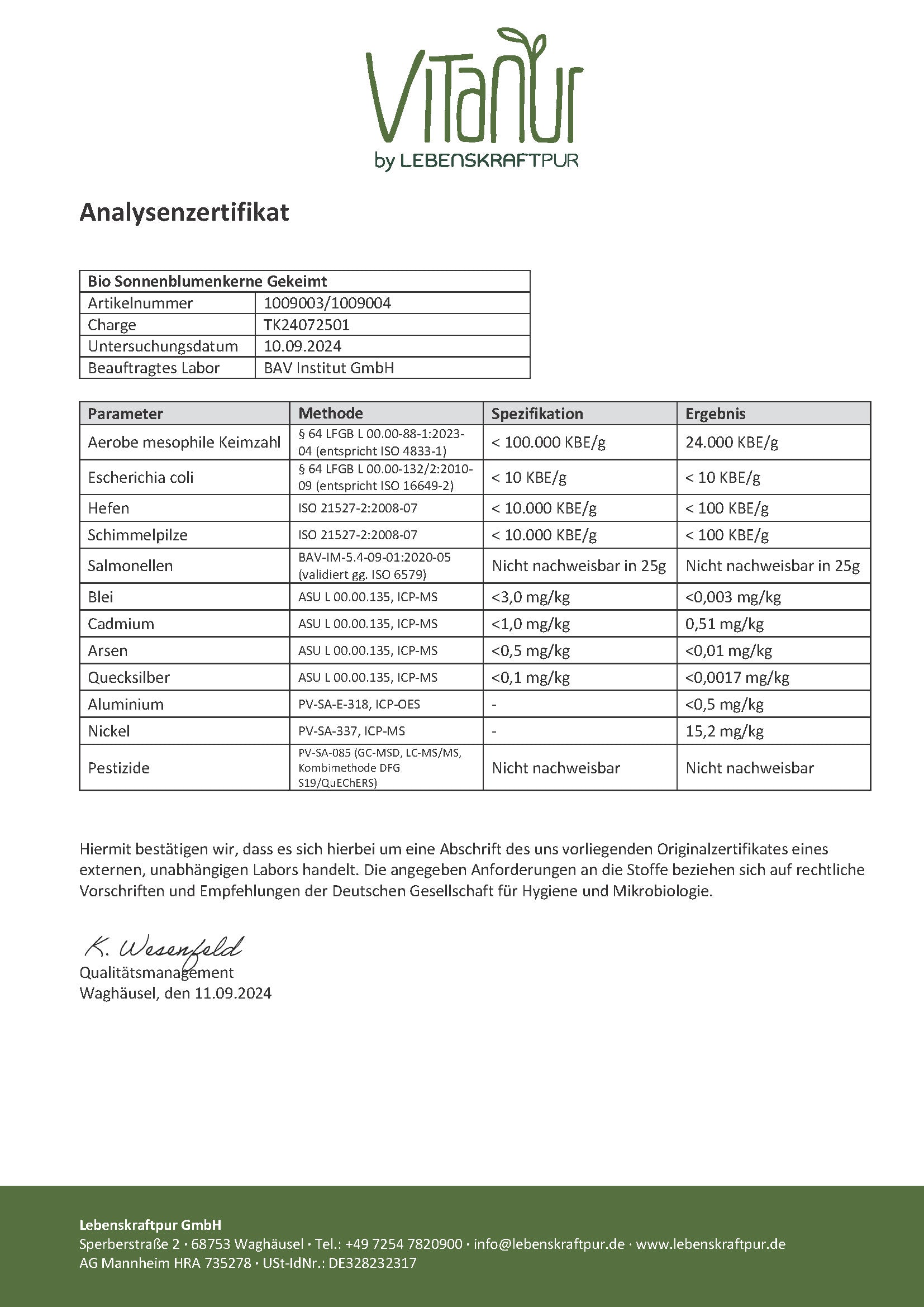 LebenskraftPur Bio Sonnenblumenkerne Gekeimt 300 g Rohkost