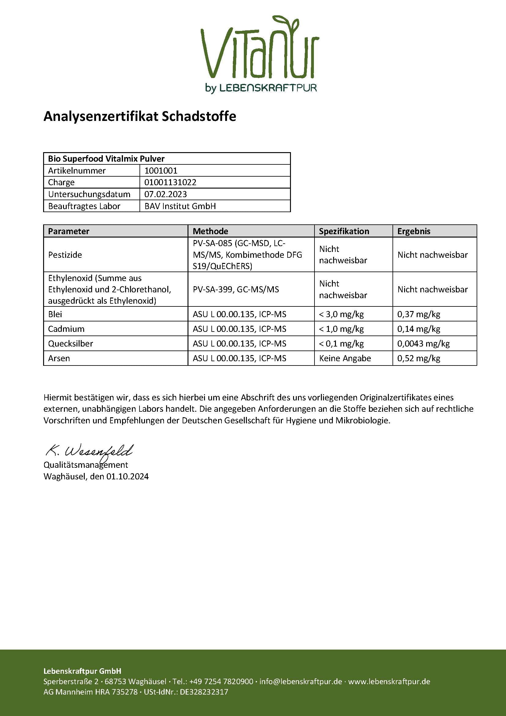 LebenskraftPur Superfood Bio Superfood Vitalmix Pulver Bio