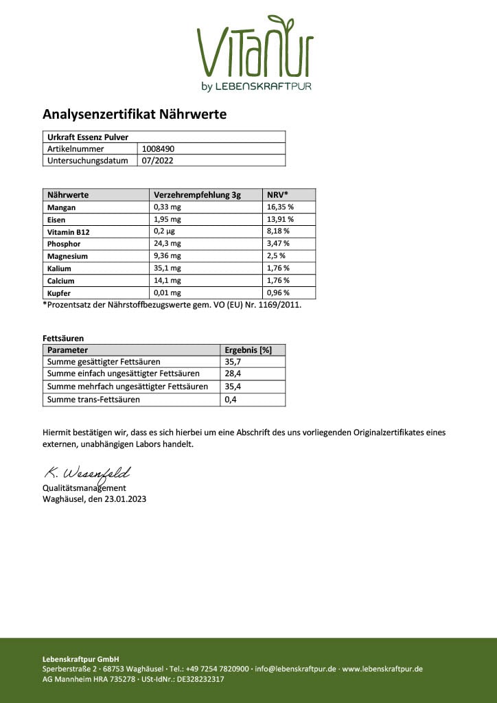 LebenskraftPur Superfood Urkraft Essenz Pulver vegan