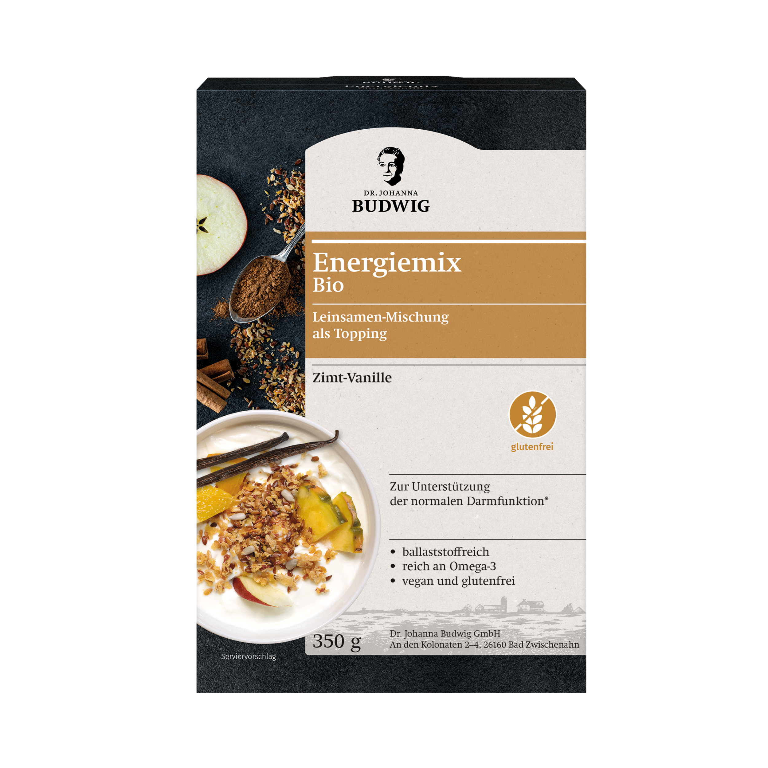 Dr. Johanna Budwig Leinsamen Energiemix Zimt-Vanille 350g Bio