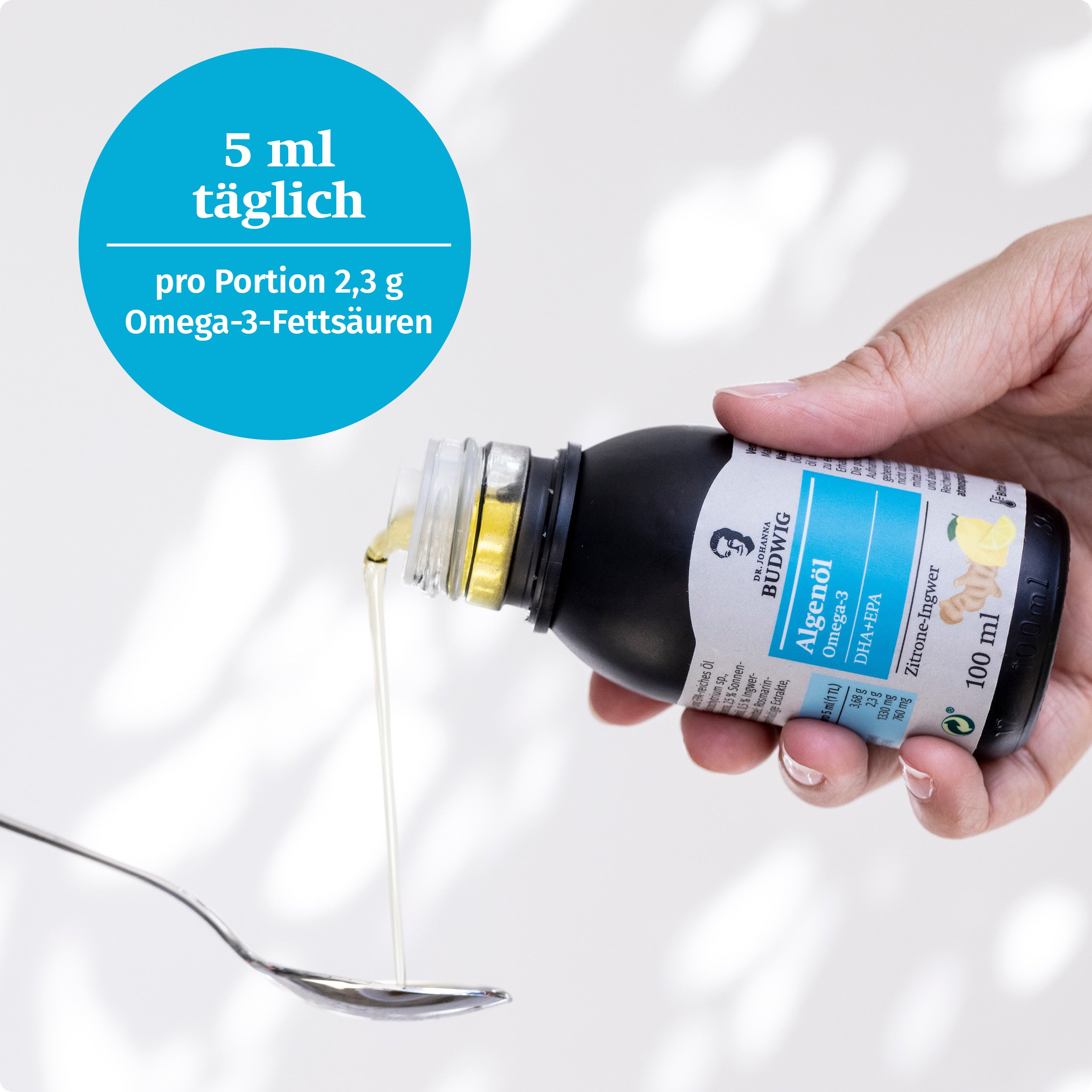 Dr. Johanna Budwig Omega-3 Öle Algenöl Zitrone-Ingwer DHA EPA