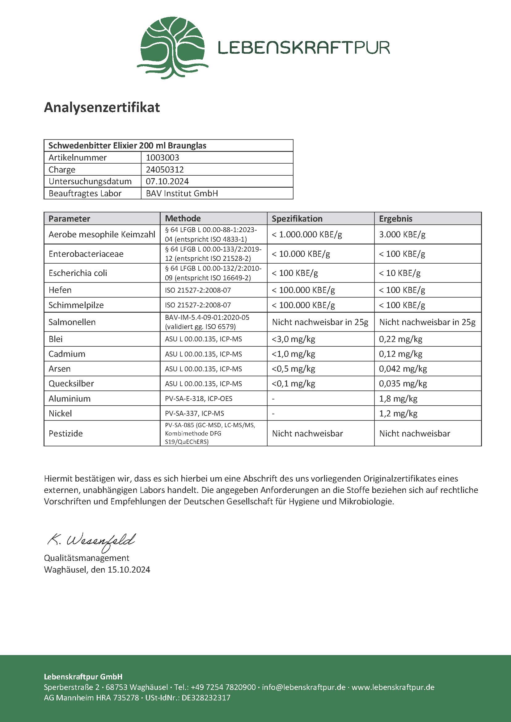 LebenskraftPur Schwedenbitter Elixier Kräuterbitter Honigwein