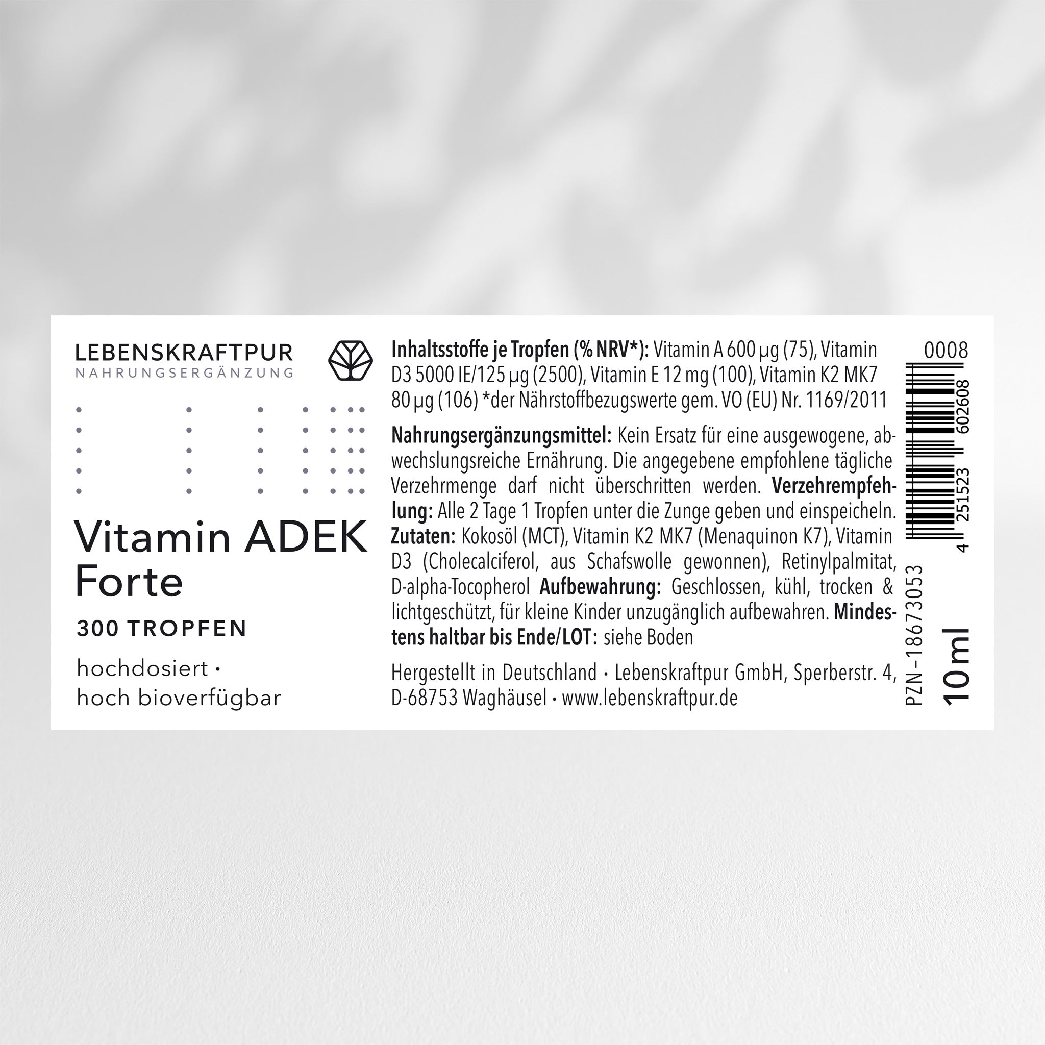 LebenskraftPur Vitamin ADEK Forte Tropfen A D E K MCT-Öl