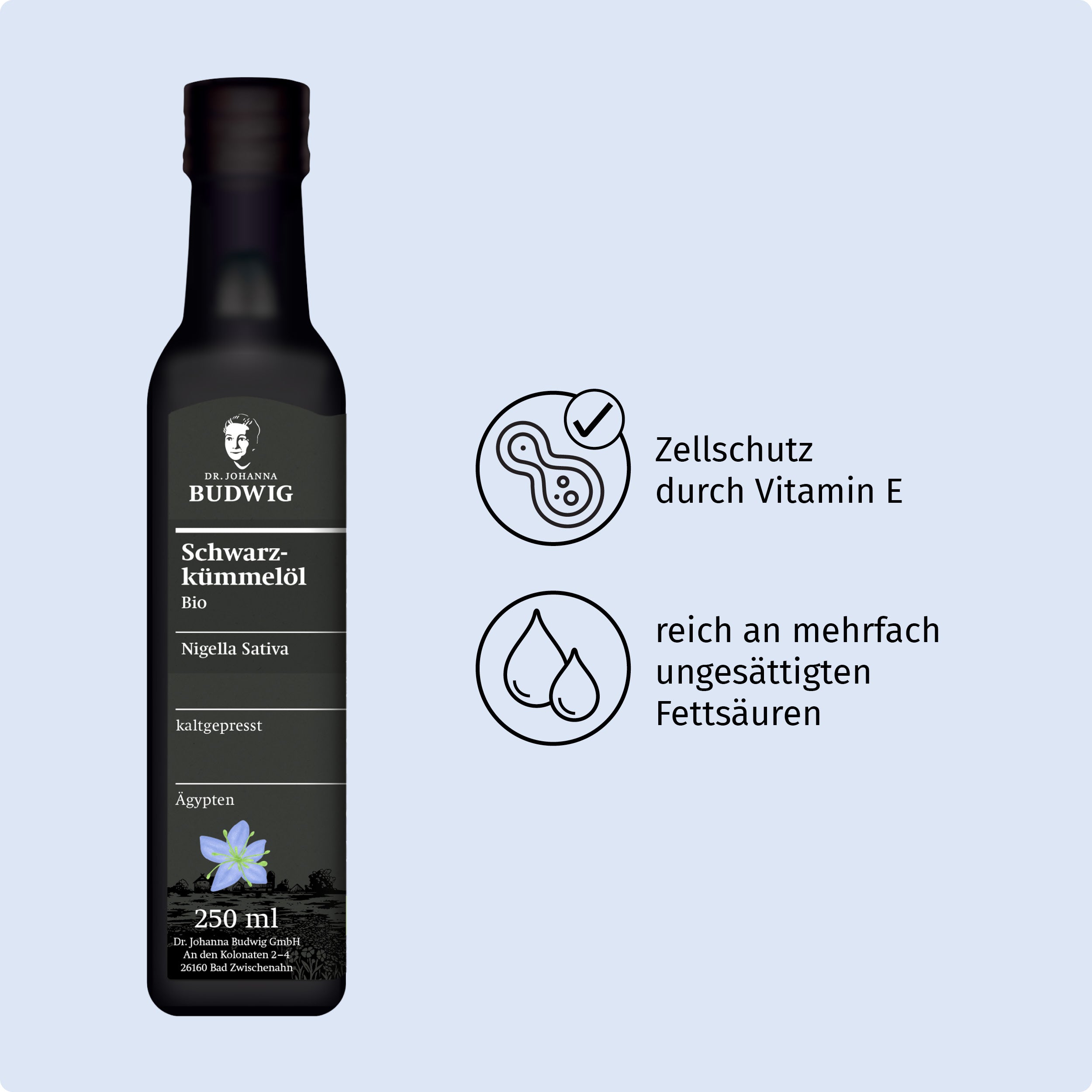 Dr. Johanna Budwig Michelles Schwarzkümmelöl Paket Öl Kapseln