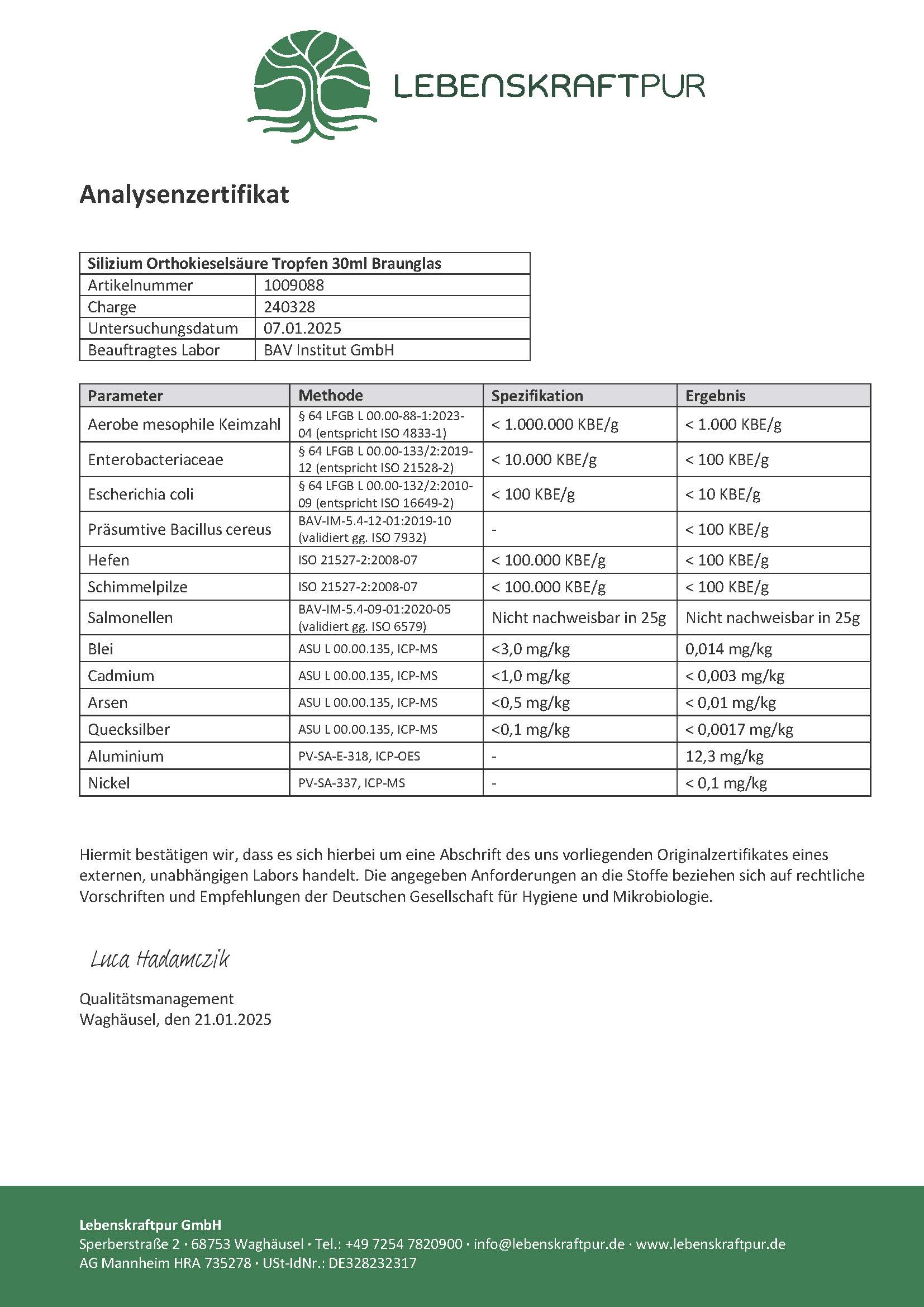 LebenskraftPur Silizium Orthokieselsäure Tropfen flüssig vegan