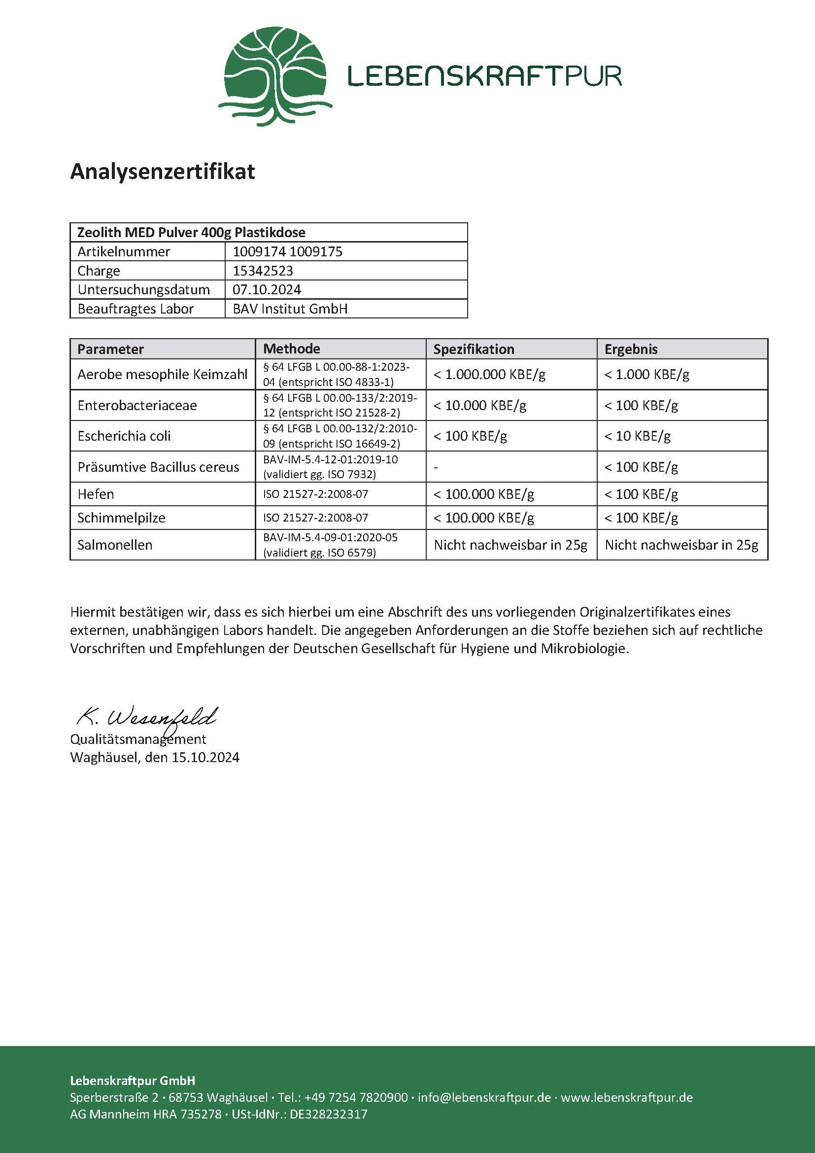 LebenskraftPur Zeolith MED Pulver 200 g Klinoptilolith